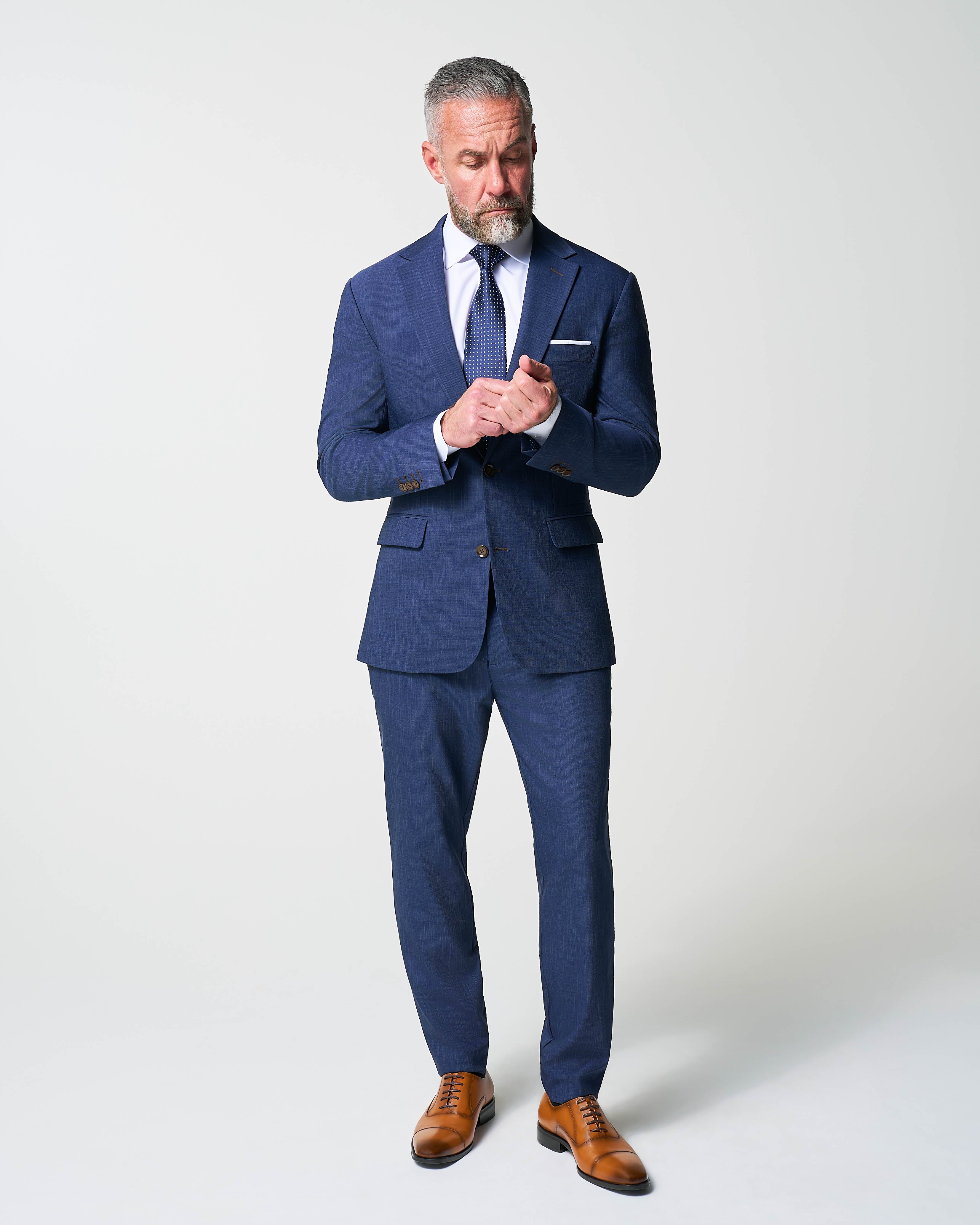 Athletic Fit Stretch Blazer - Heathered Navy