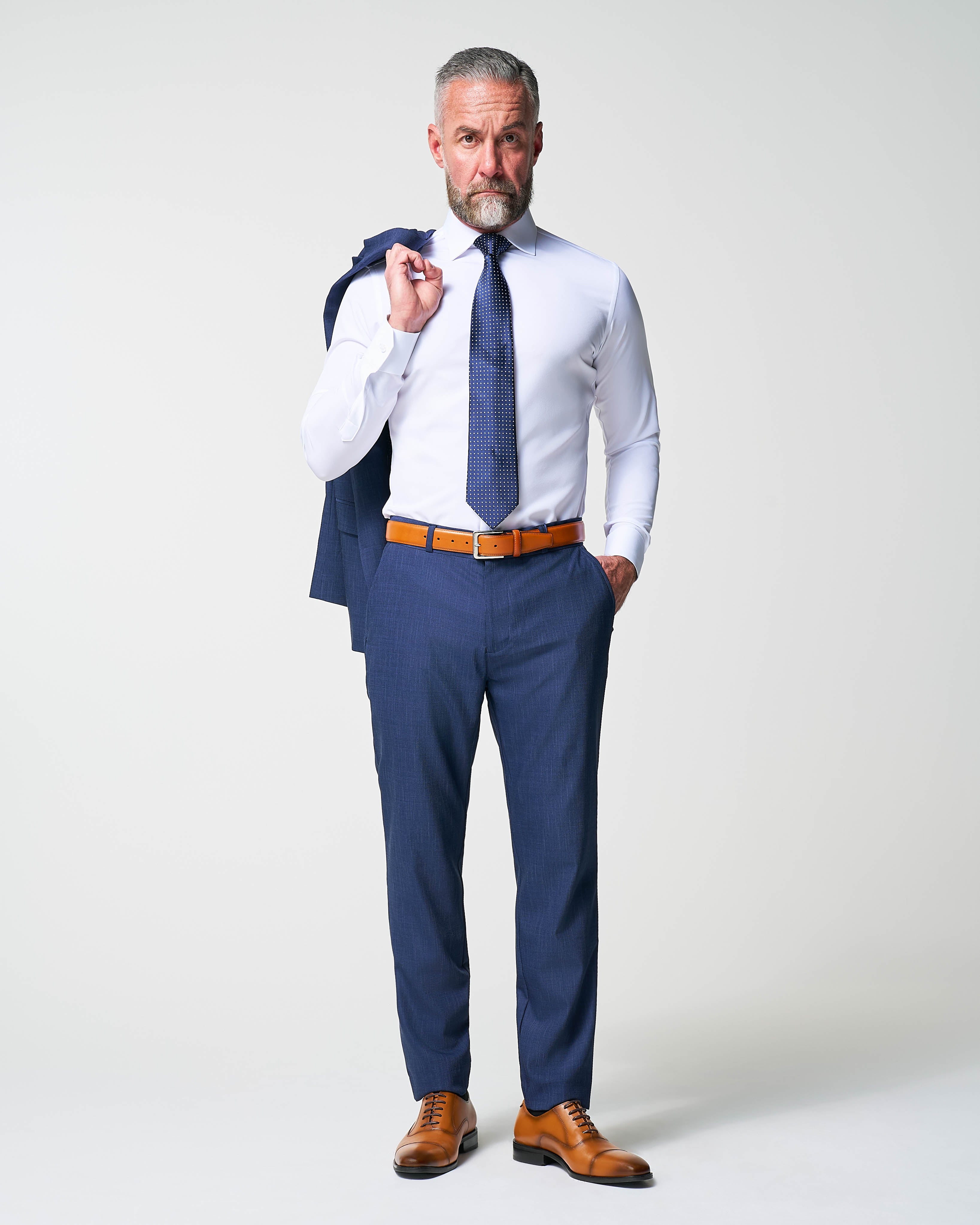 Athletic Fit Stretch Blazer - Heathered Navy