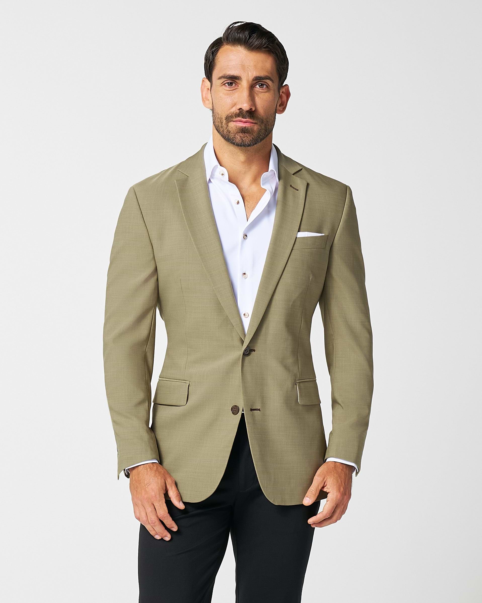 Athletic Fit Stretch Blazer - Heathered Olive
