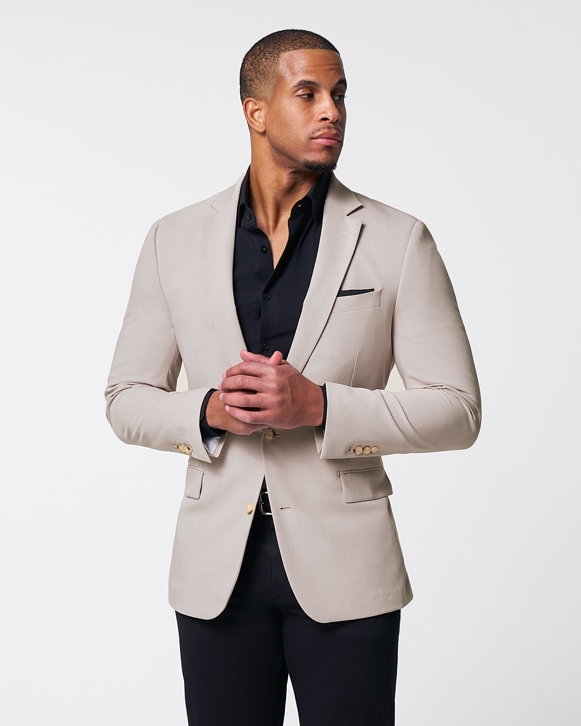 Athletic Fit Stretch Blazer - Heathered Stone