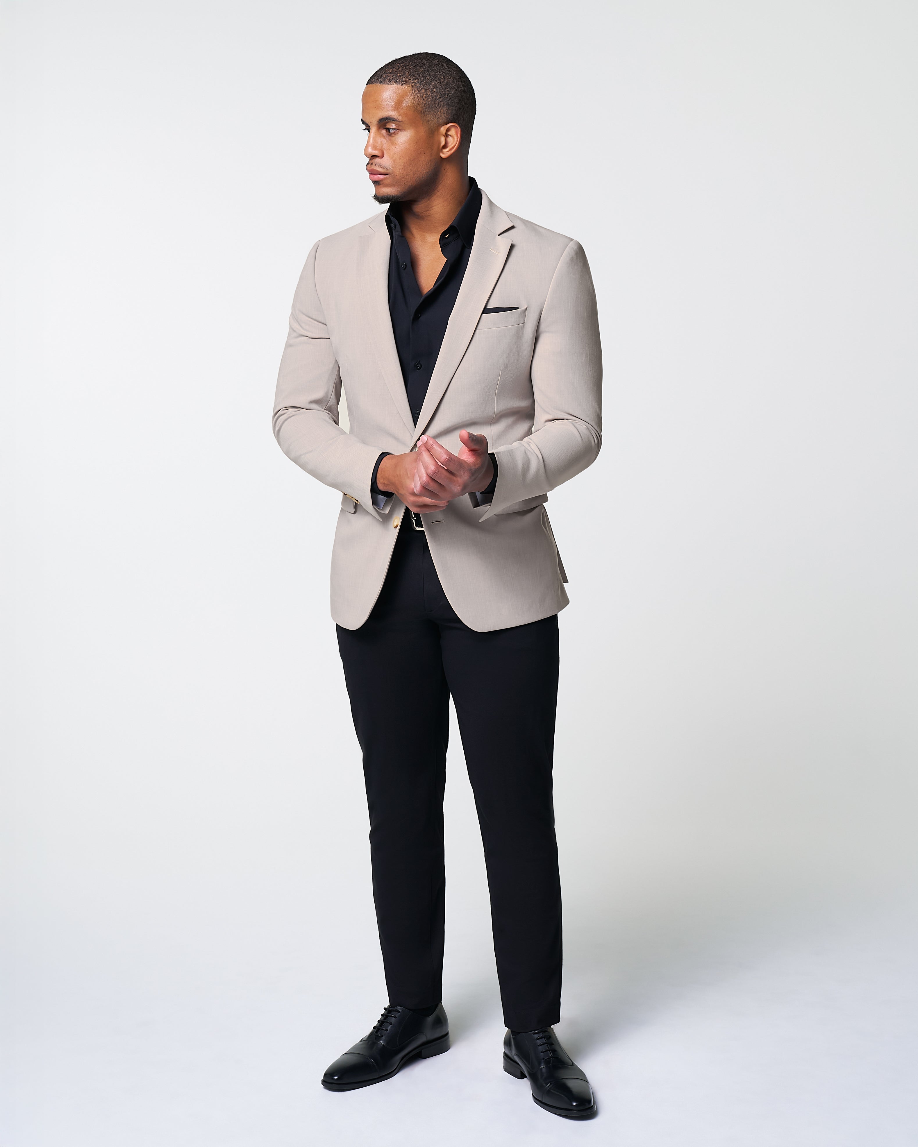 Athletic Fit Stretch Blazer - Heathered Stone