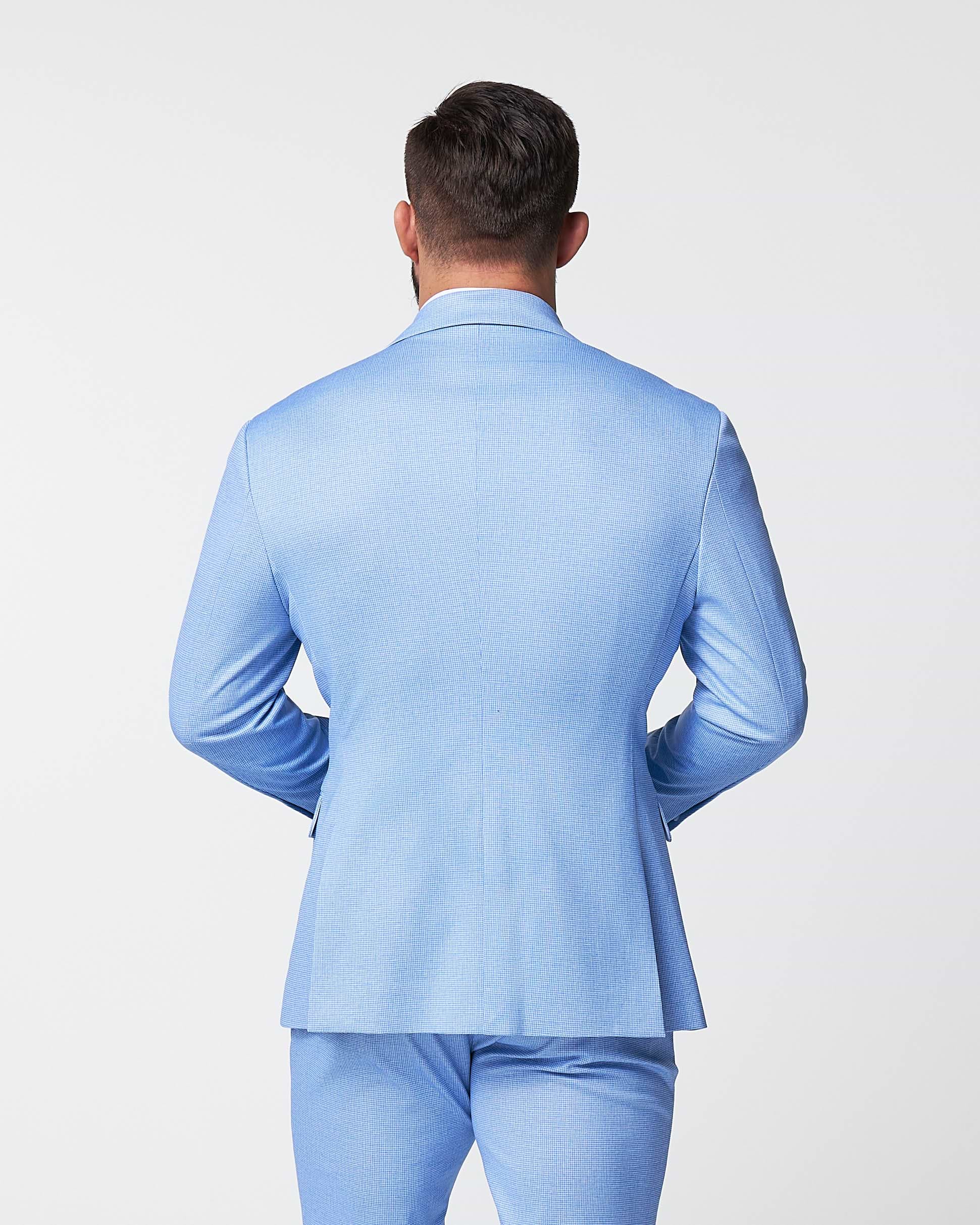 Athletic Fit Stretch Blazer - Light Blue Mini Houndstooth