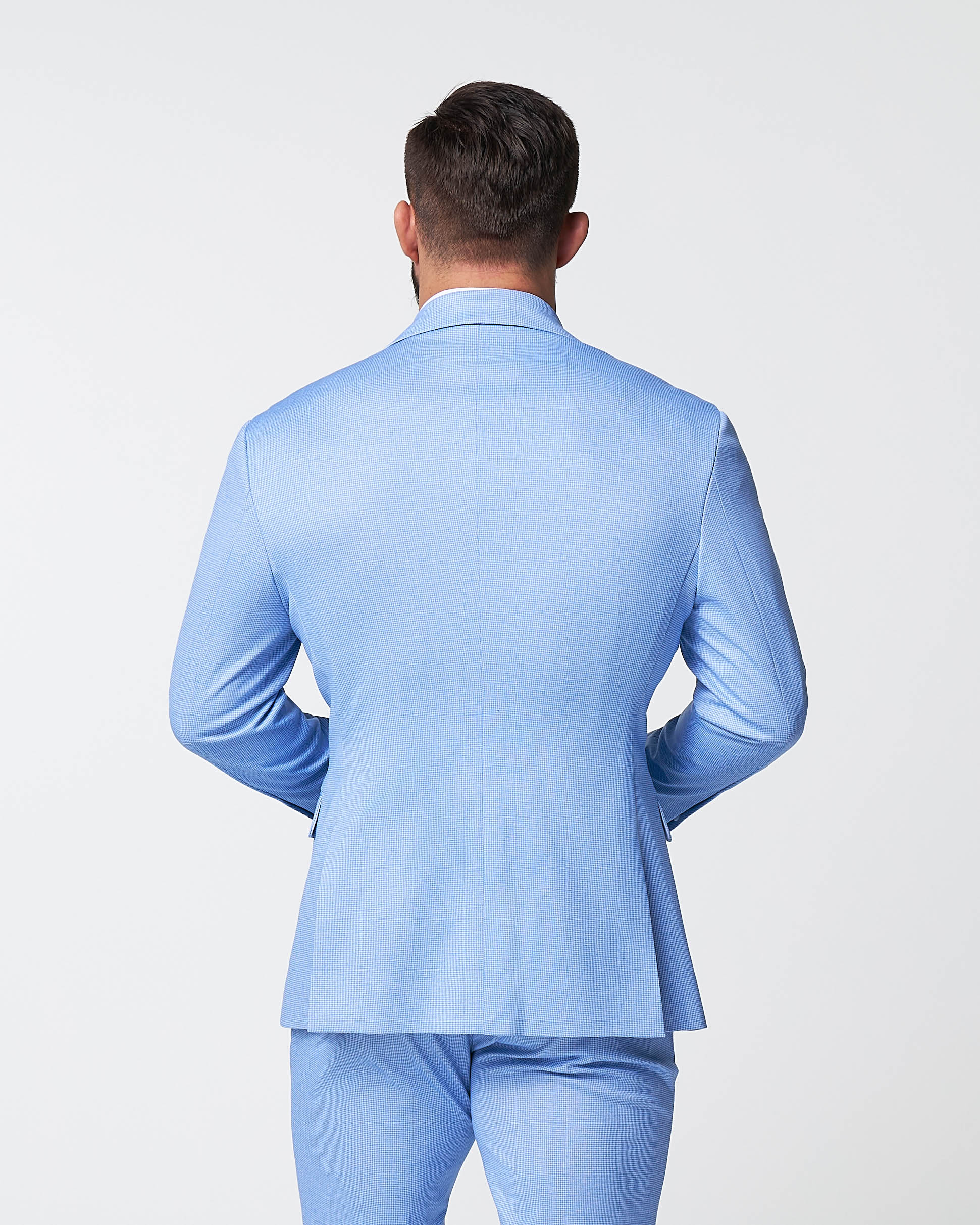 Athletic Fit Stretch Blazer - Light Blue Mini Houndstooth