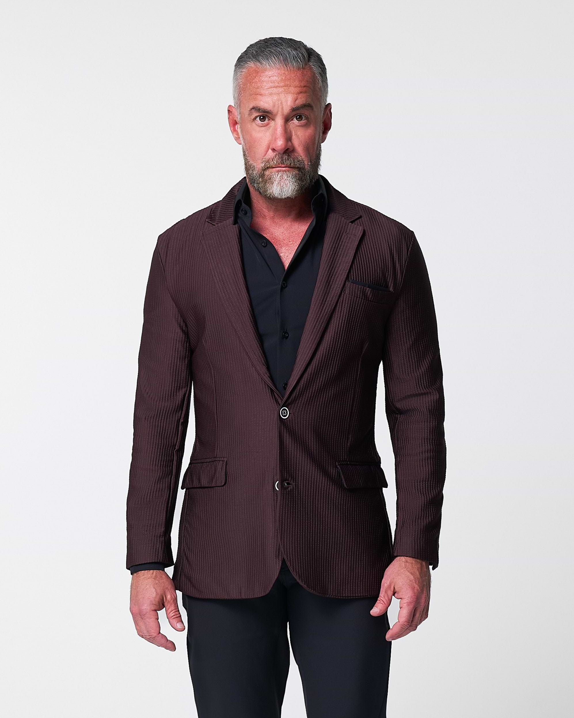 Athletic Fit Stretch Blazer - Plum Seersucker