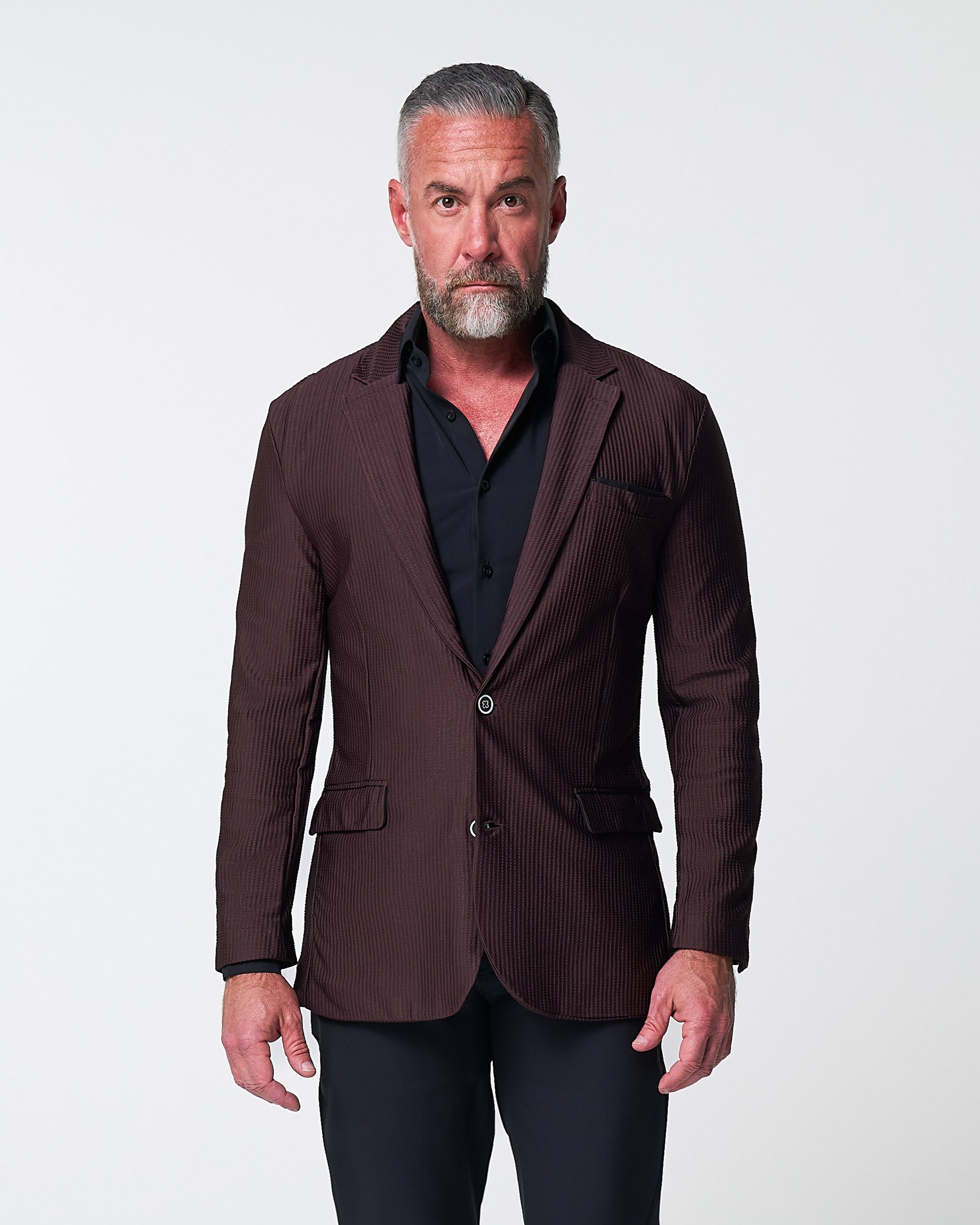 Athletic Fit Stretch Blazer - Plum Seersucker