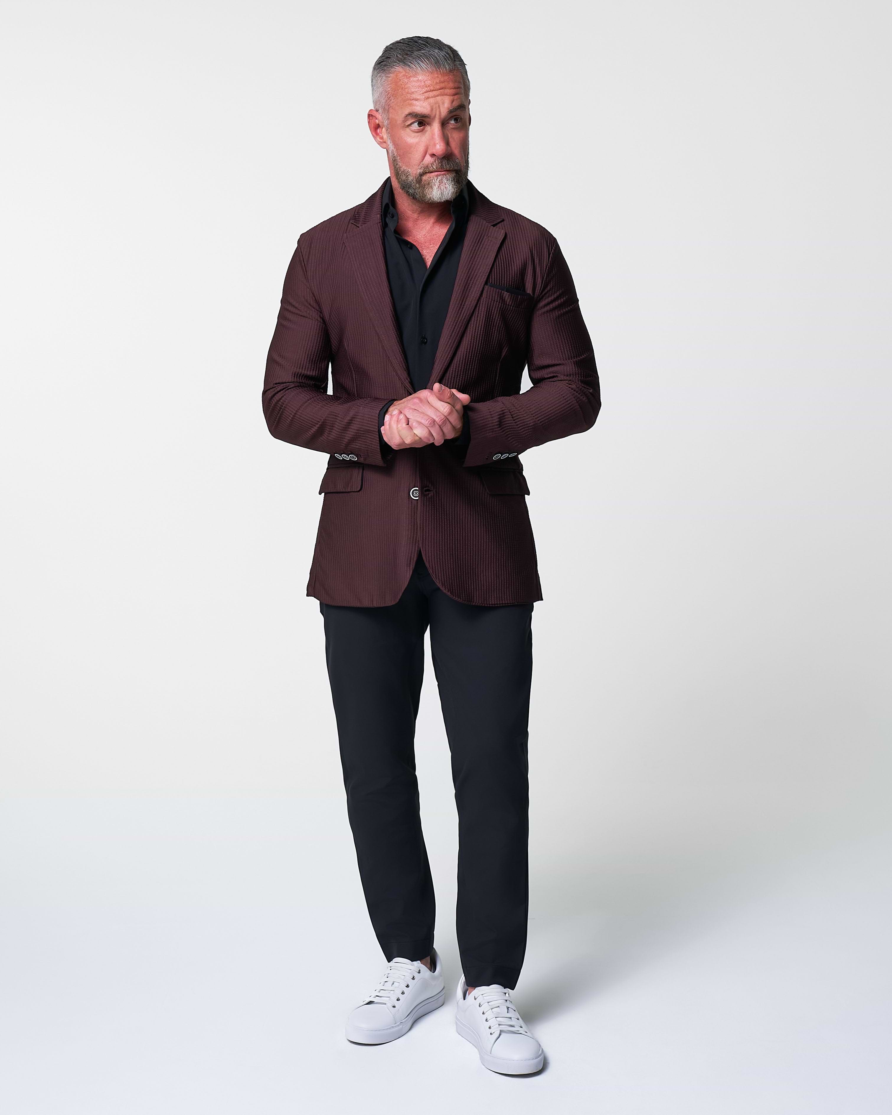 Athletic Fit Stretch Blazer - Plum Seersucker