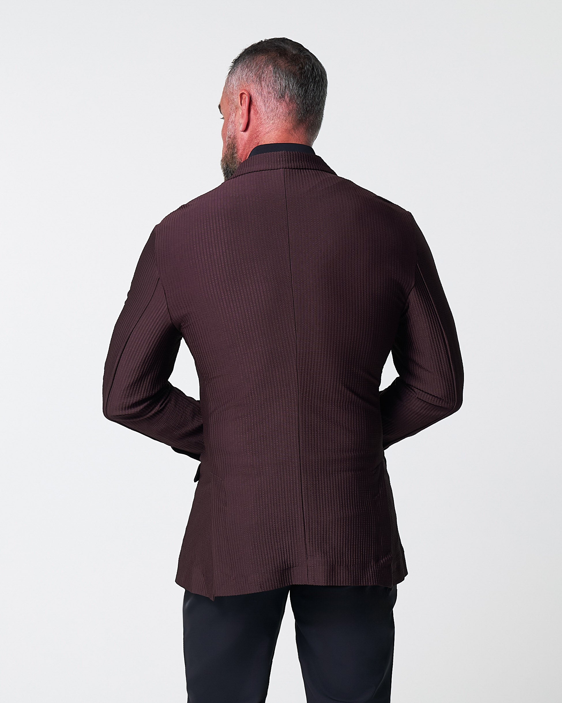 Athletic Fit Stretch Blazer - Plum Seersucker