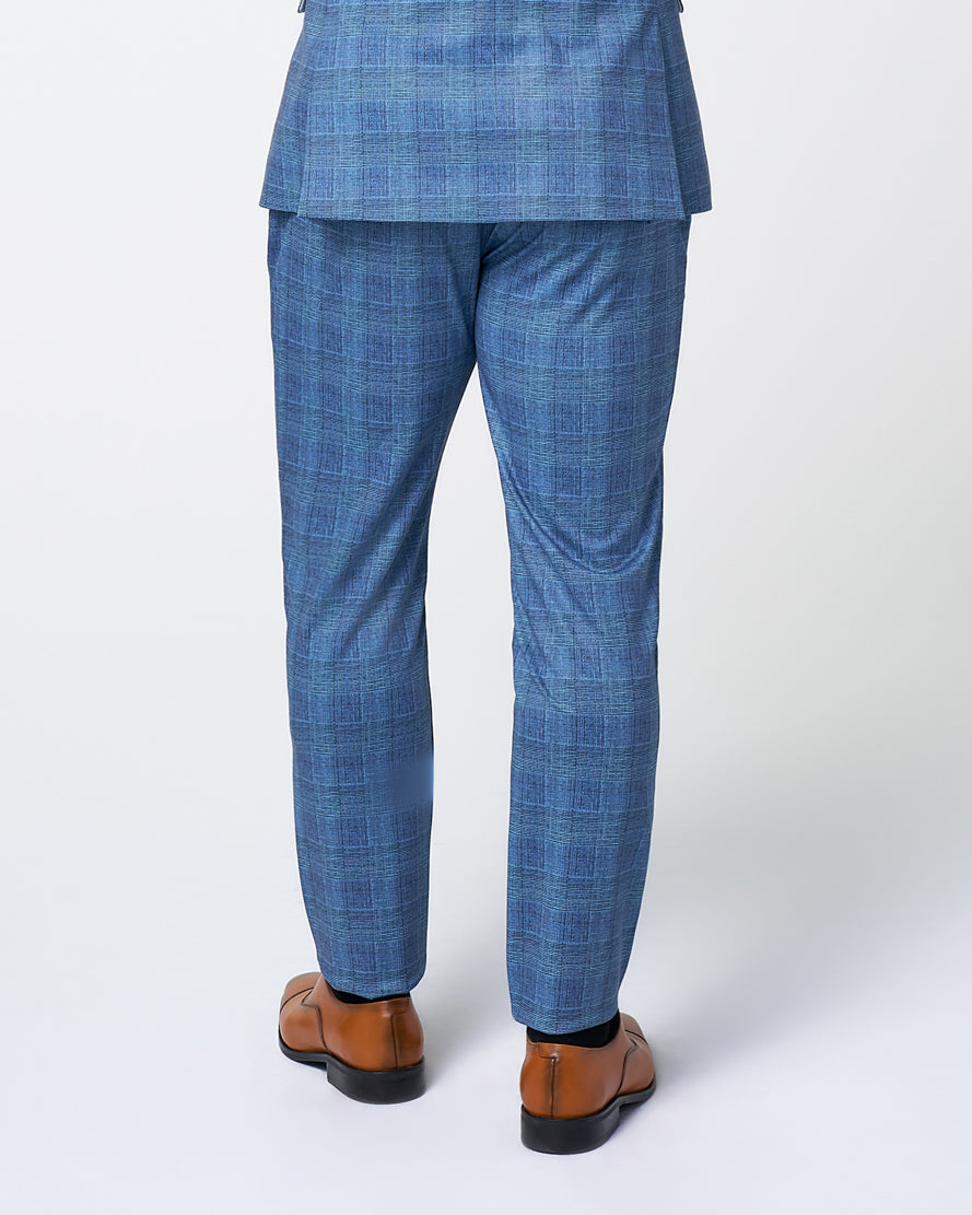 Brushed Tech Suit Pant - Electric Blue Plaid