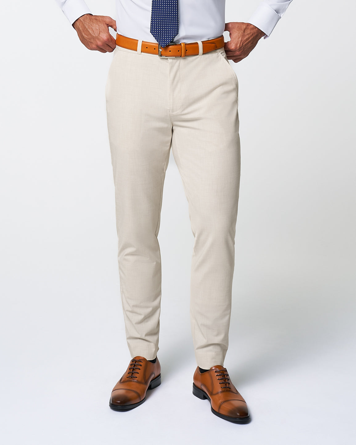 Athletic Fit Stretch Suit Pants - Lightweight Heathered Bamboo