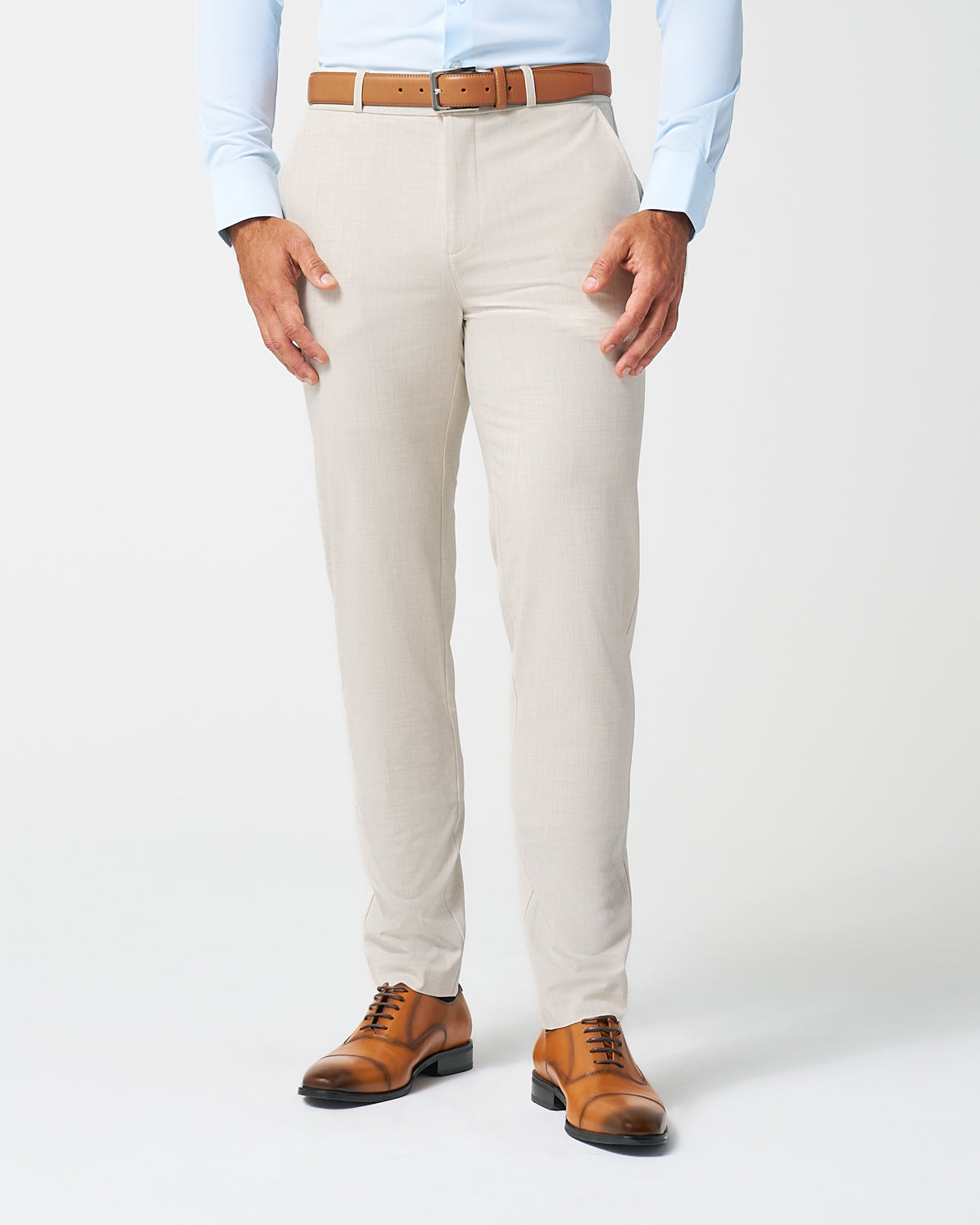 Athletic Fit Stretch Suit Pants - Lightweight Heathered Bamboo