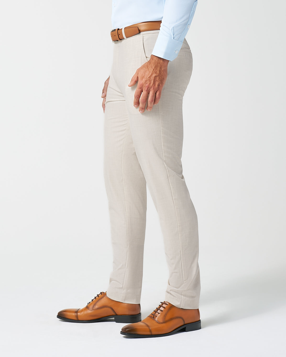 Athletic Fit Stretch Suit Pants - Lightweight Heathered Bamboo
