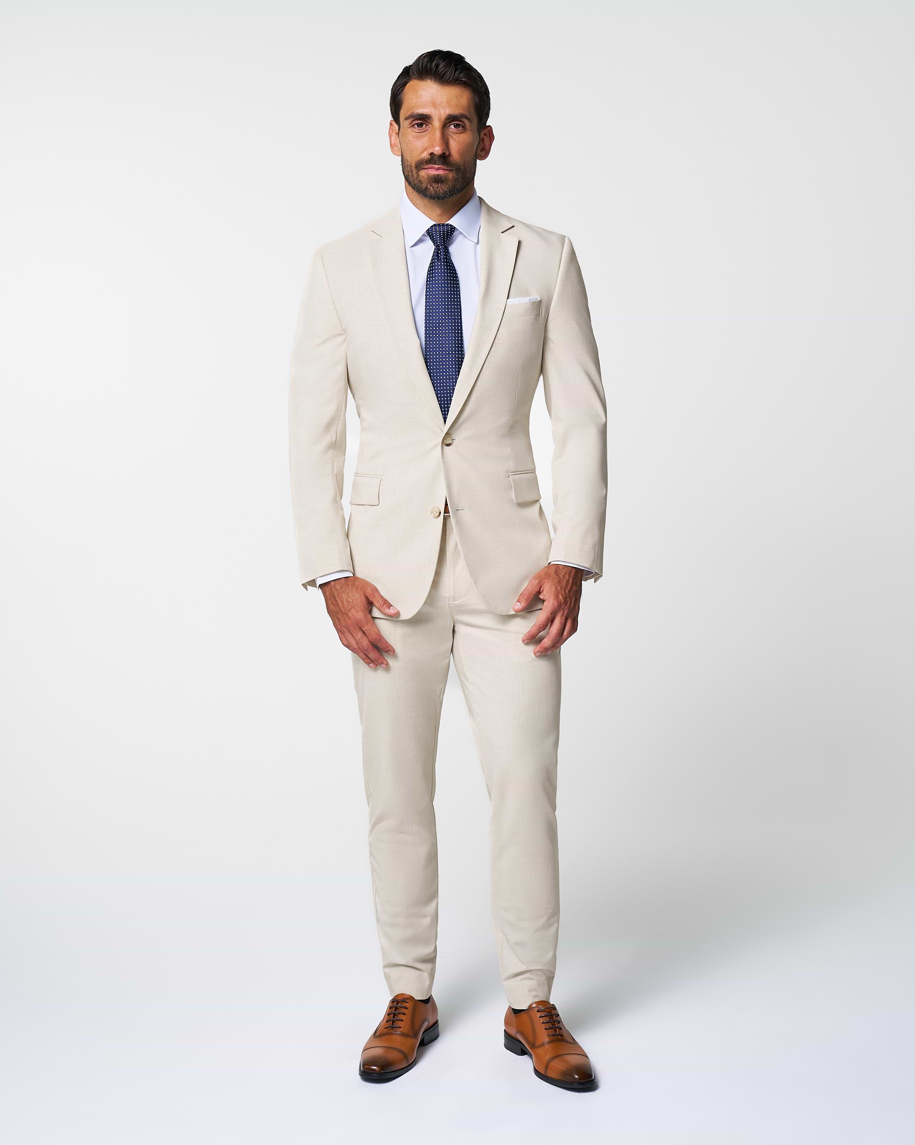 Athletic Fit Stretch Suit Pants - Lightweight Heathered Bamboo