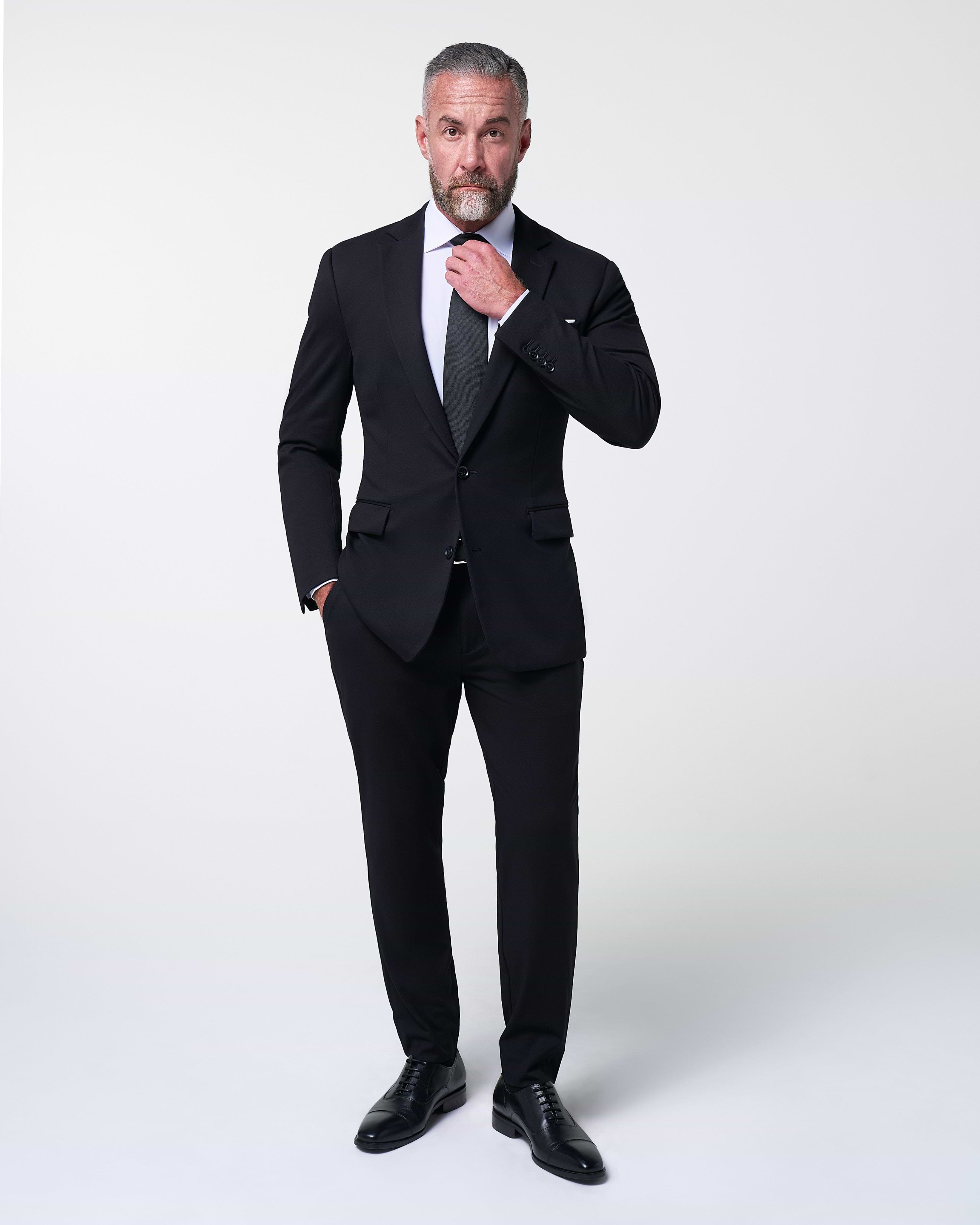 Athletic Fit Stretch Suit Pants - Black