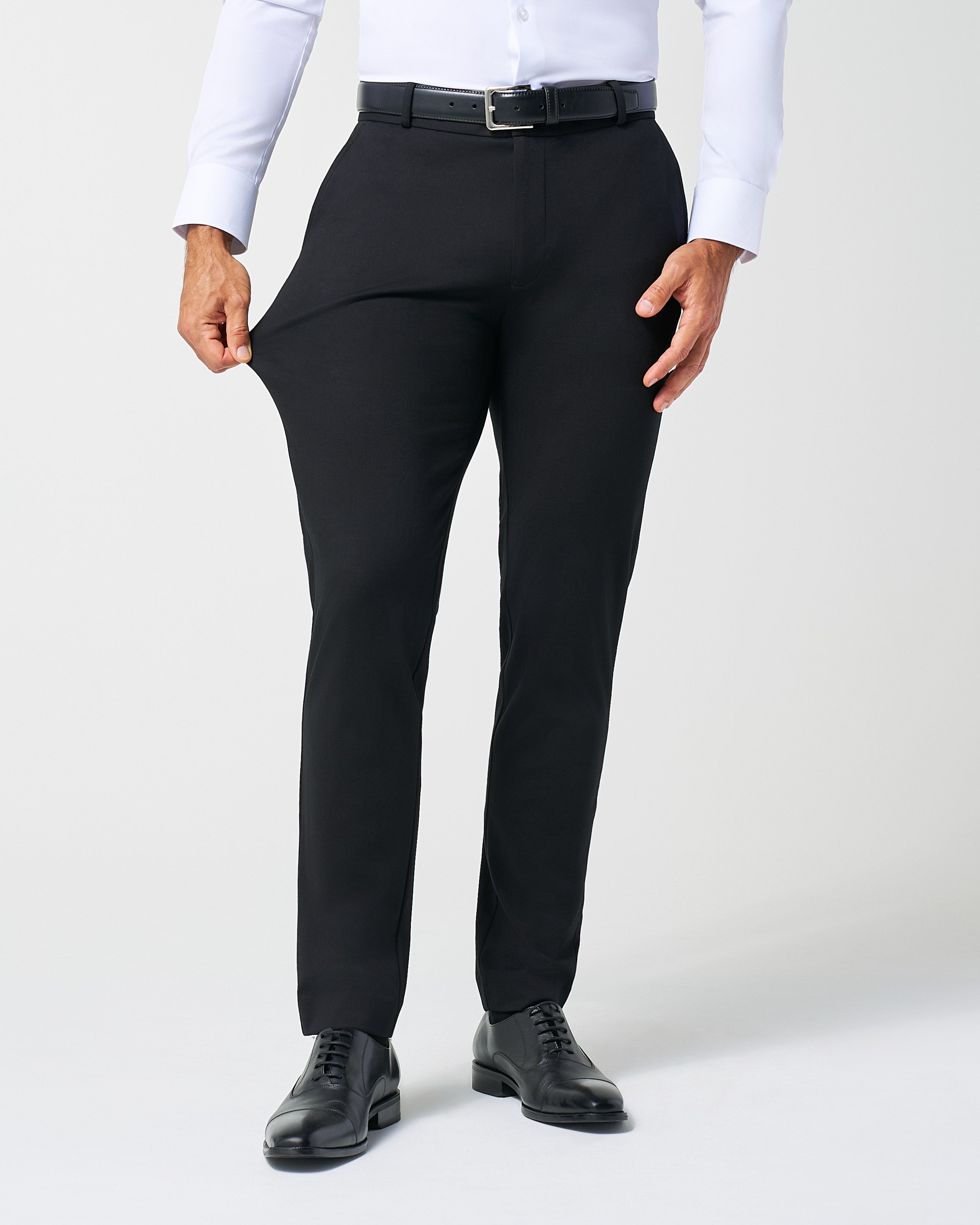 Athletic Fit Stretch Suit Pants - Black