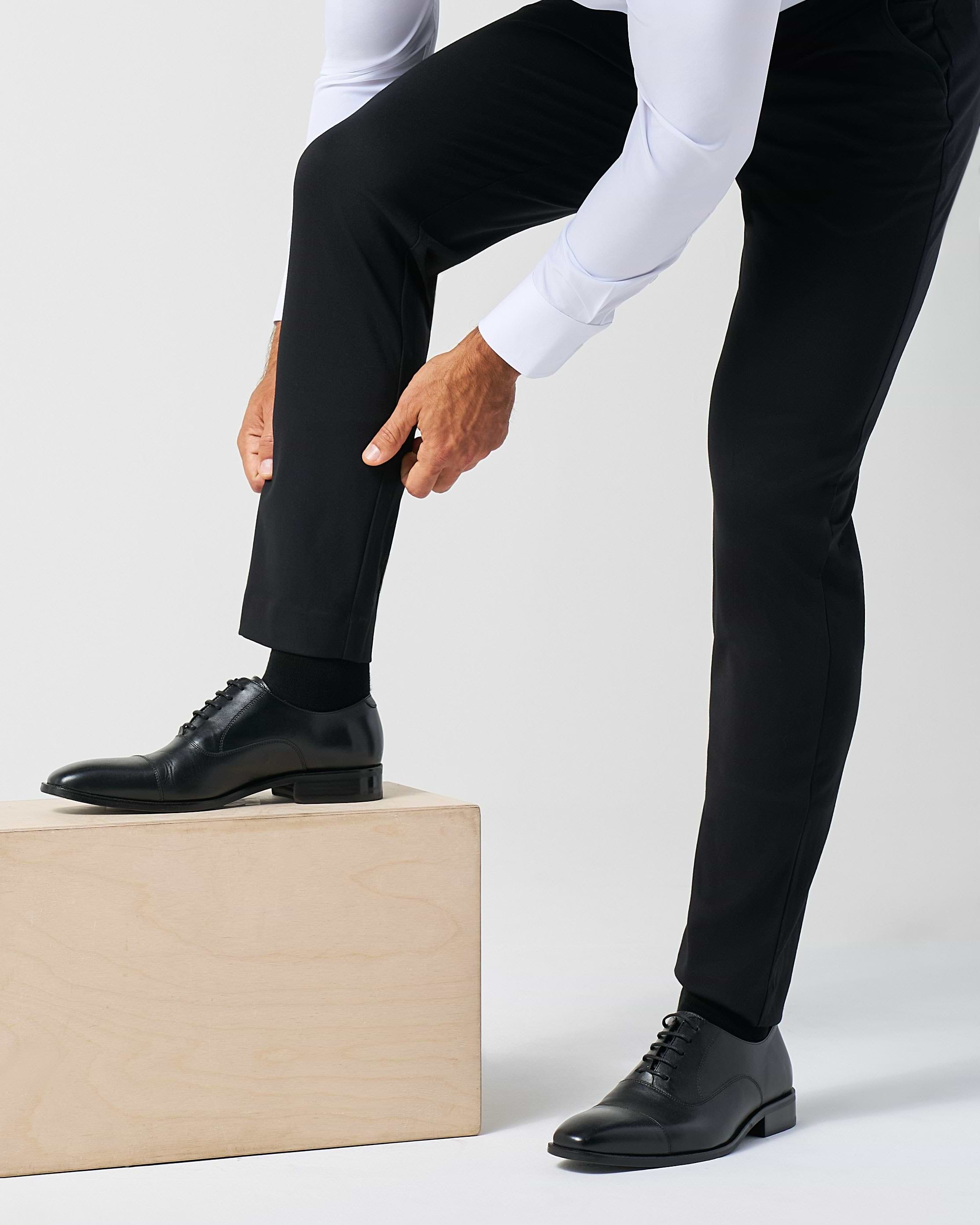 Athletic Fit Stretch Suit Pants - Black