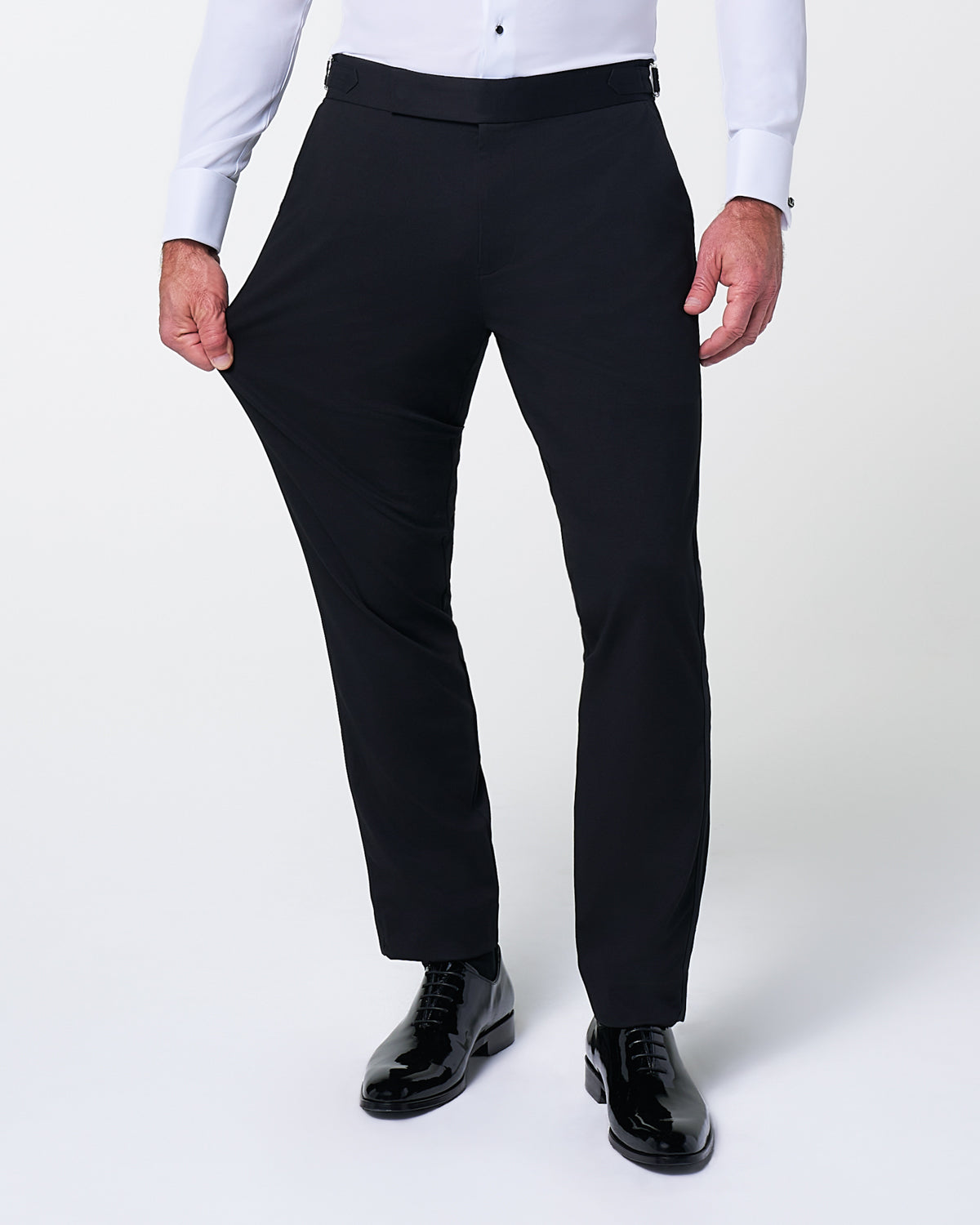 Athletic Fit Stretch Flat Front Tuxedo Pants - Black
