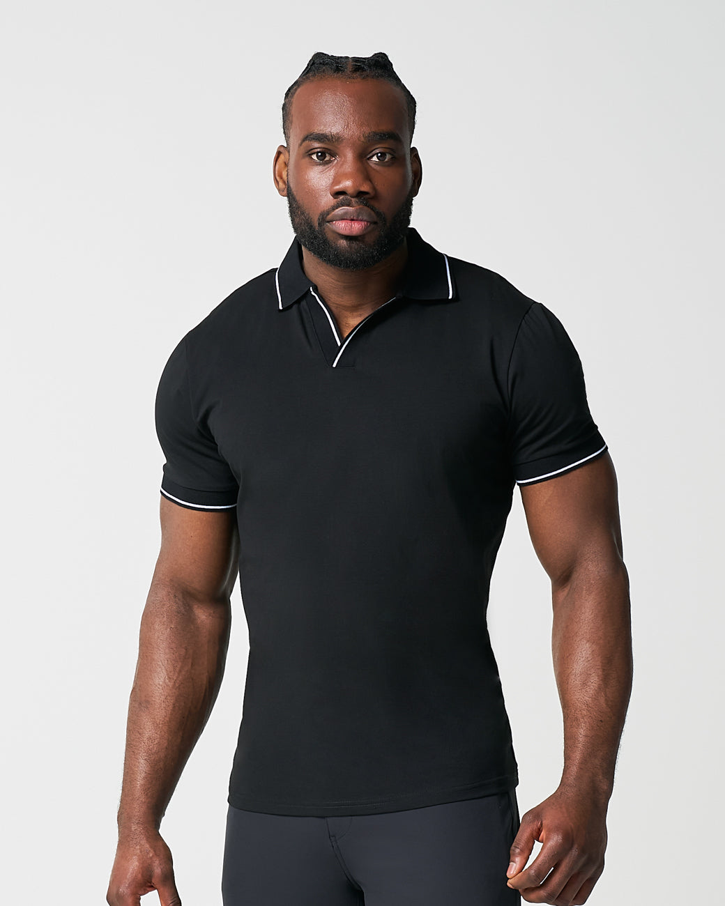 "The Gage" Black with White Tipped Polo