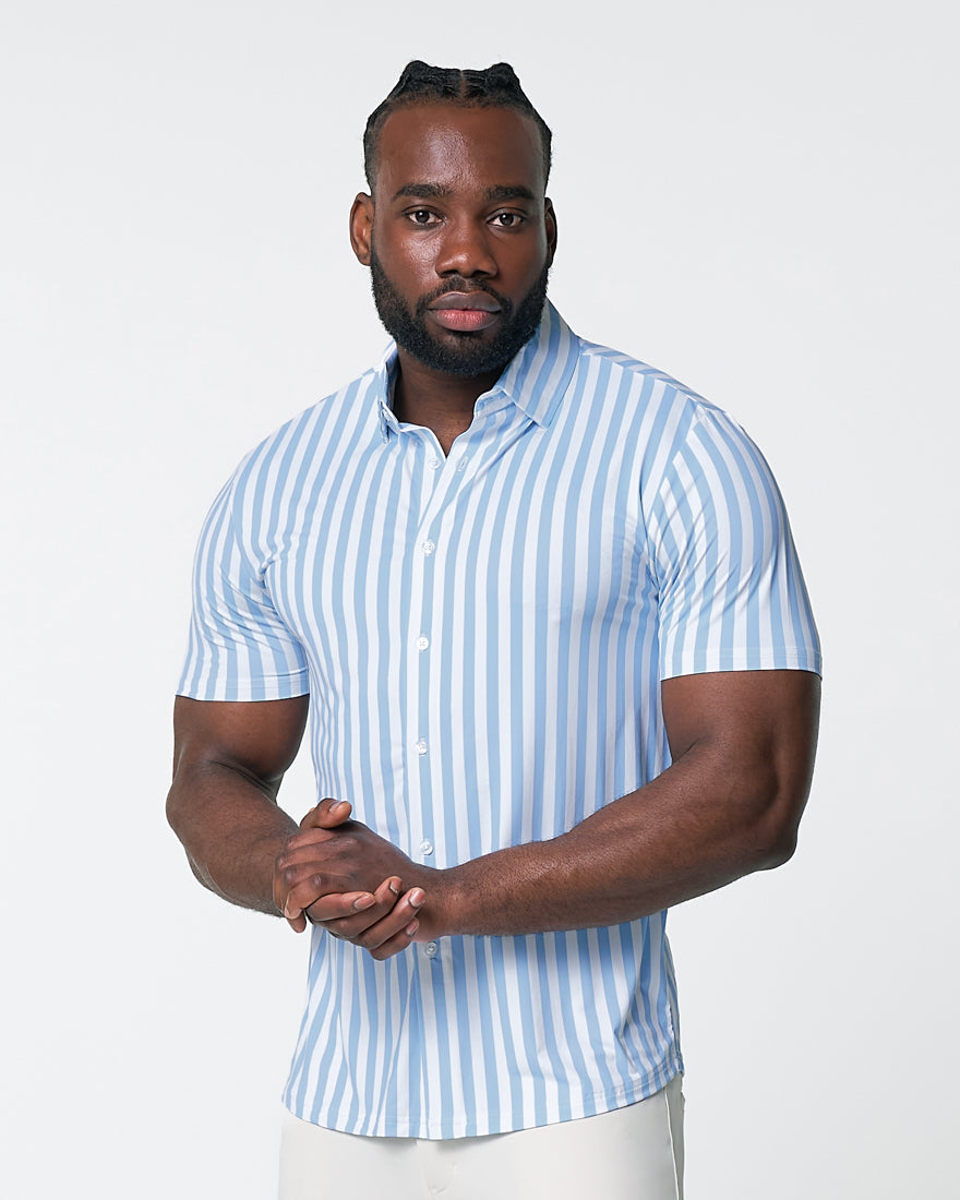 "The Greyson" Light Blue & White Striped