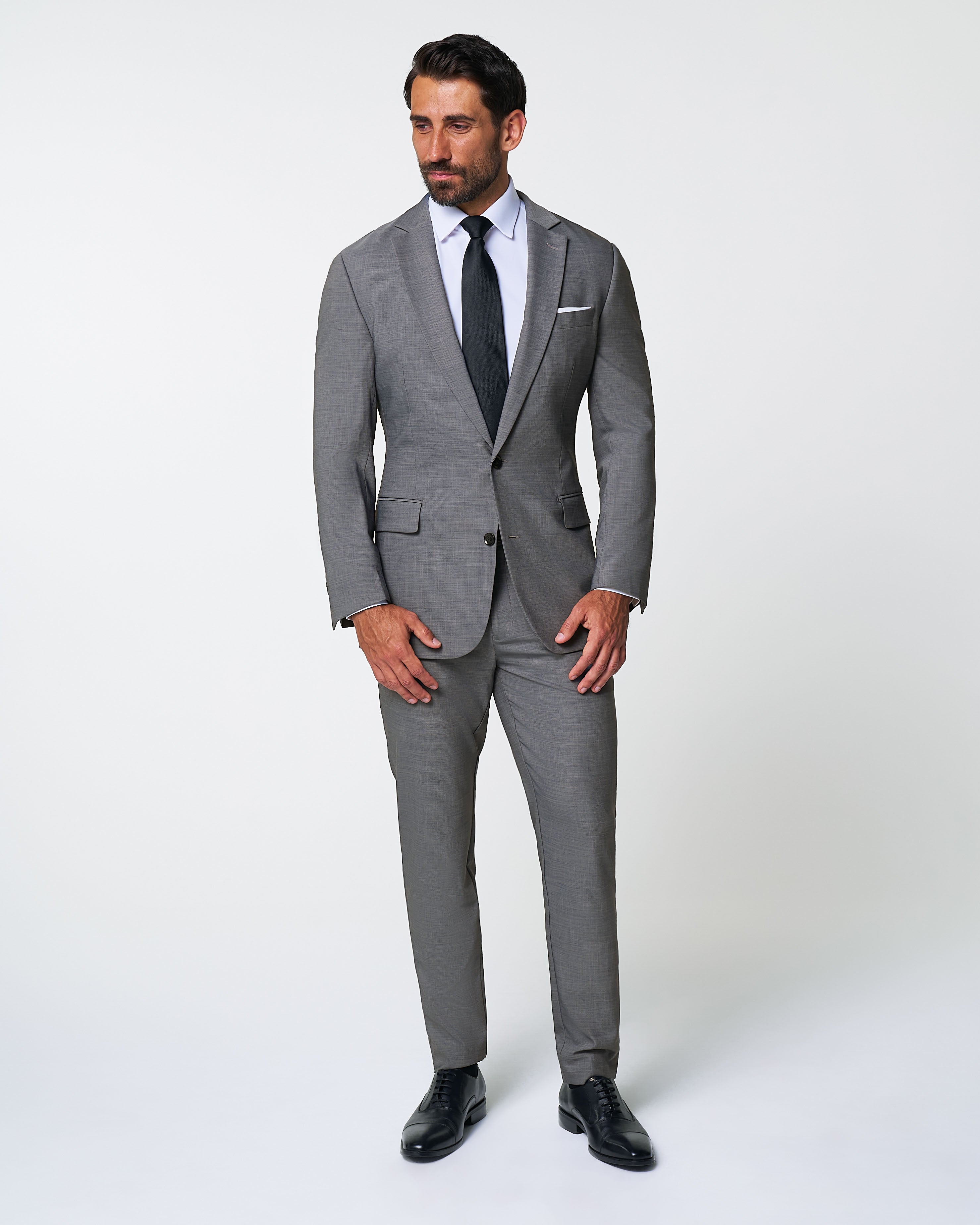 Athletic Fit Stretch Suit - Heathered Grey
