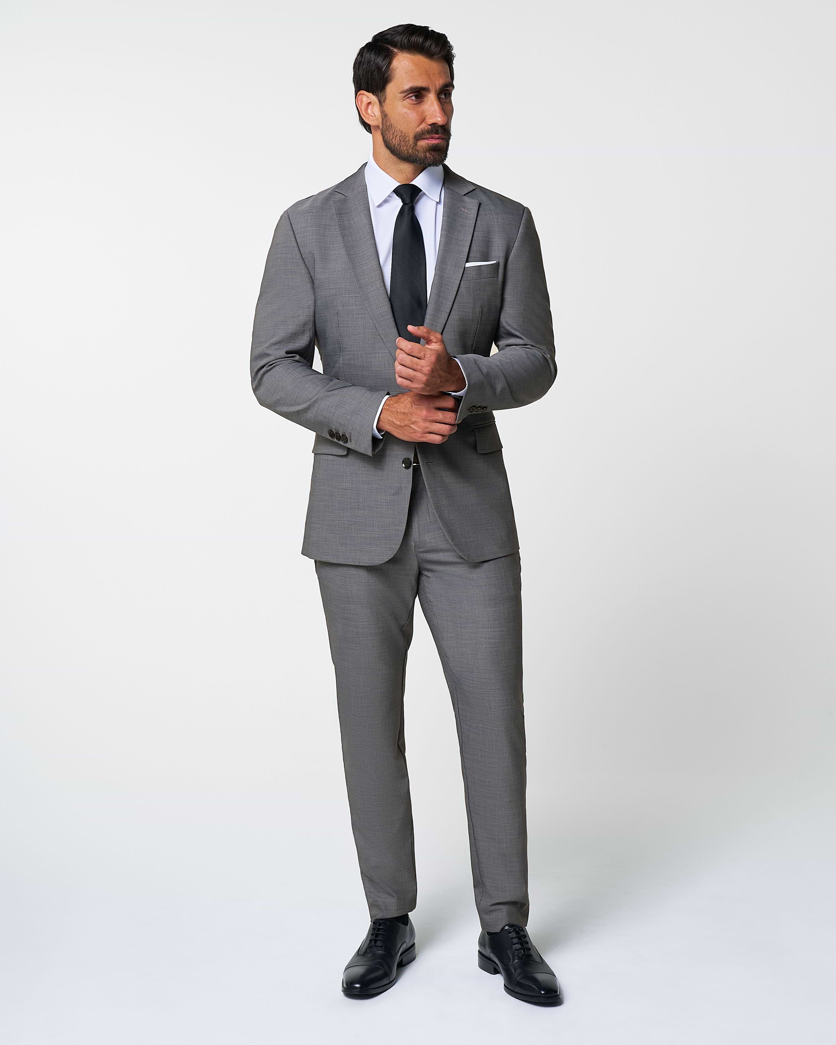 Athletic Fit Stretch Suit - Heathered Grey