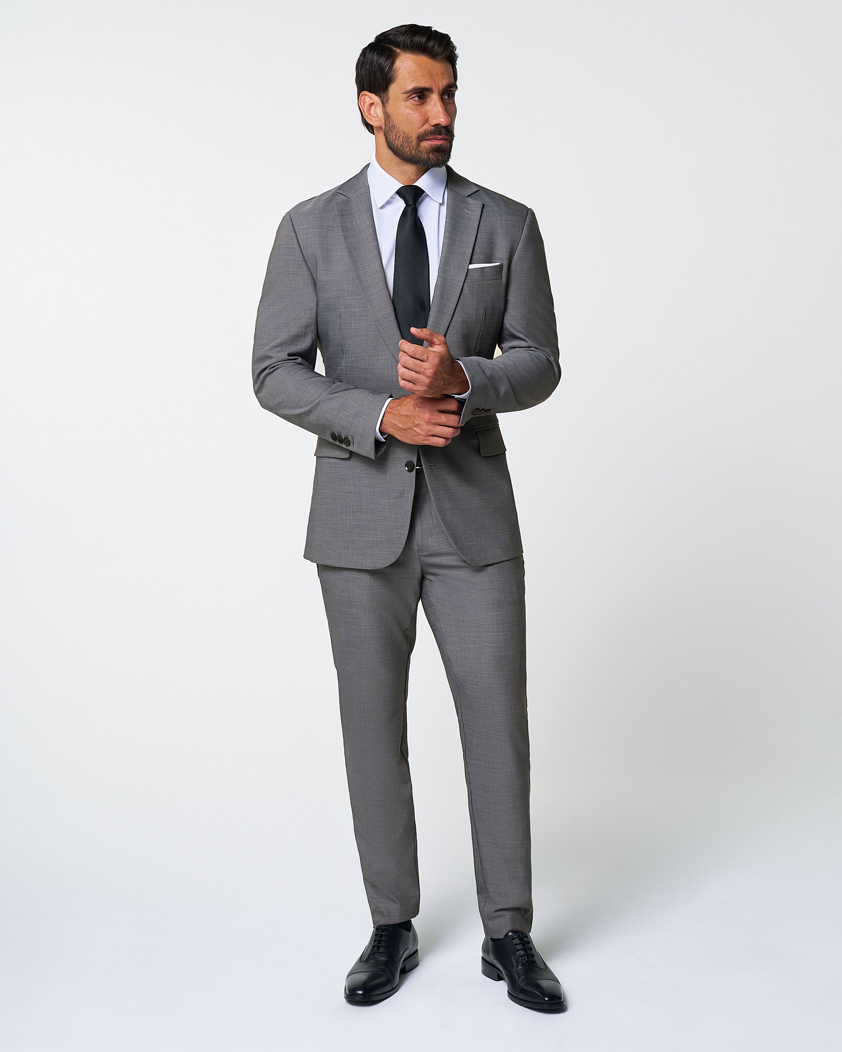 Athletic Fit Stretch Suit - Heathered Grey