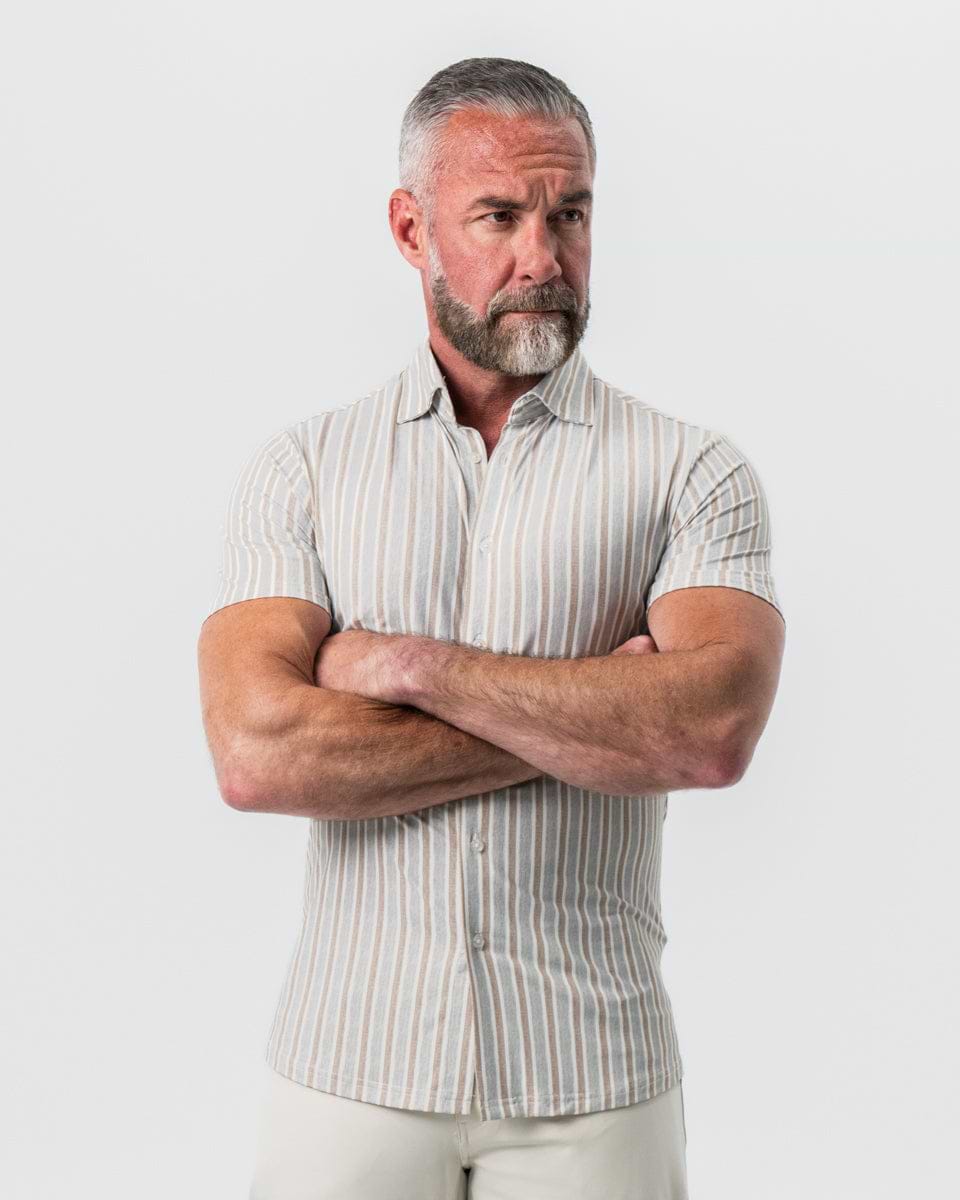 "The Maui" Light Blue & Brown Stripe