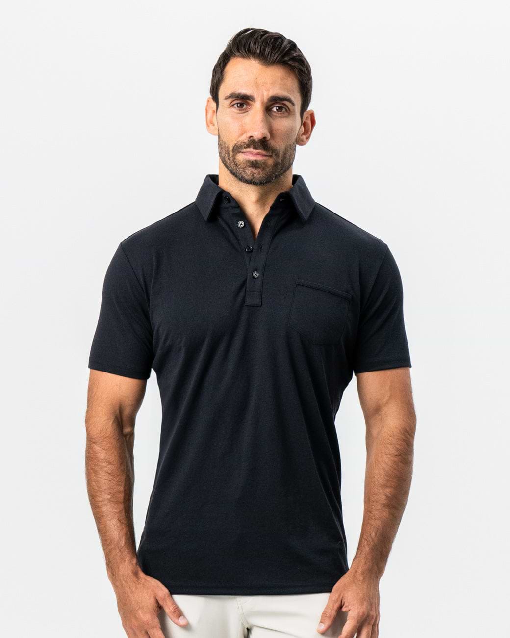 "The Mercury" Black Pique Polo