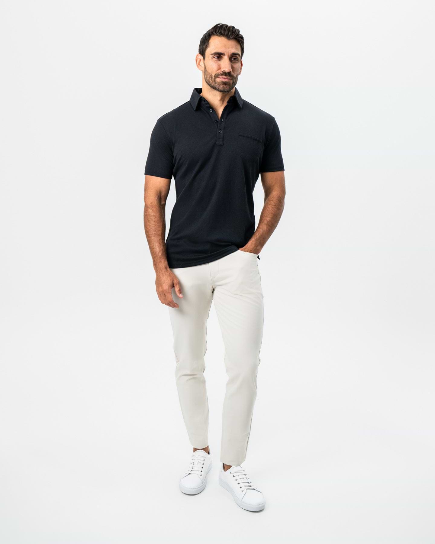 "The Mercury" Black Pique Polo