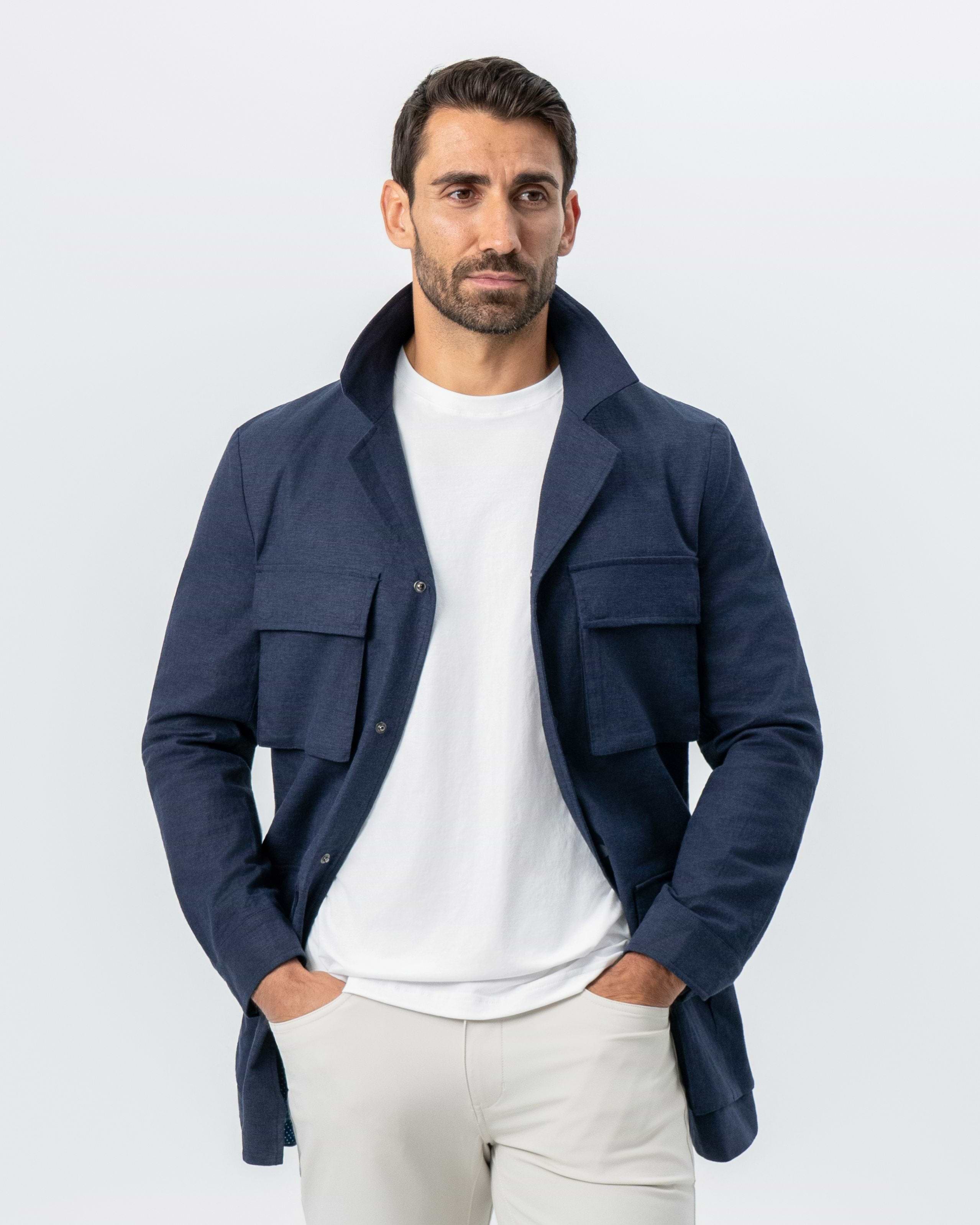Stretch Linen Field Jacket - Navy