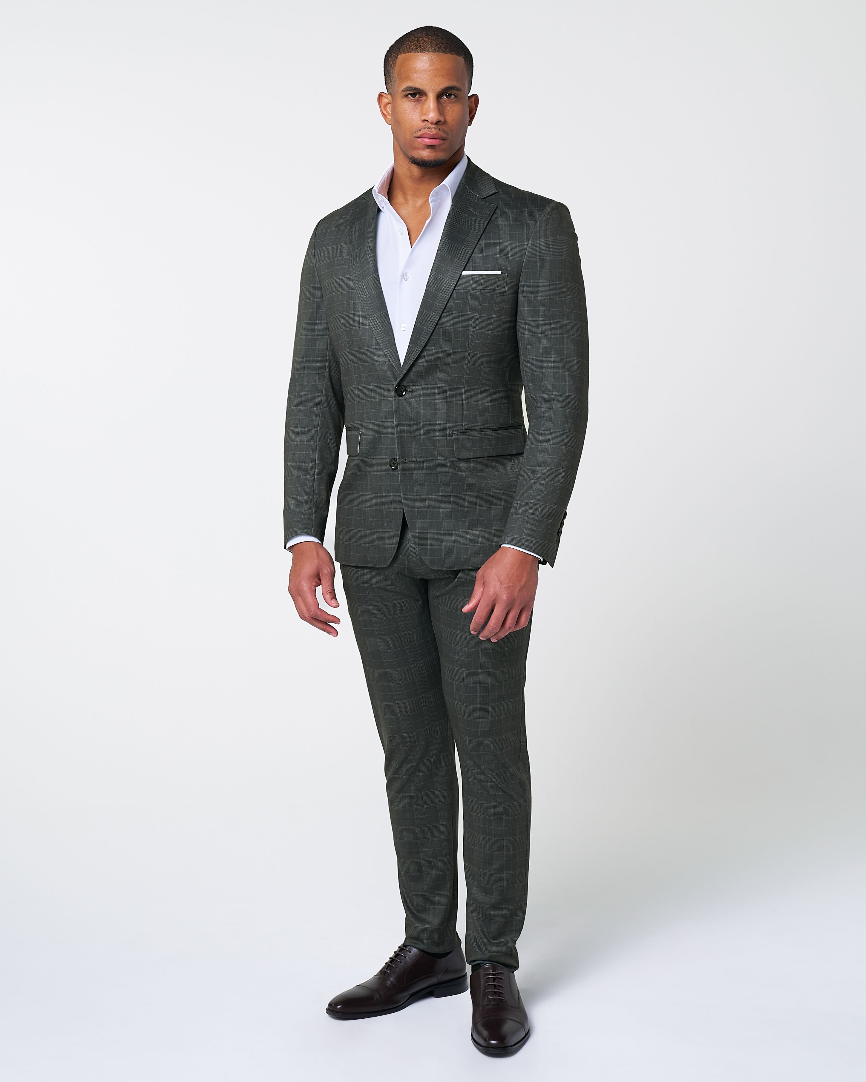 Athletic Fit Stretch Suit - Charcoal Plaid