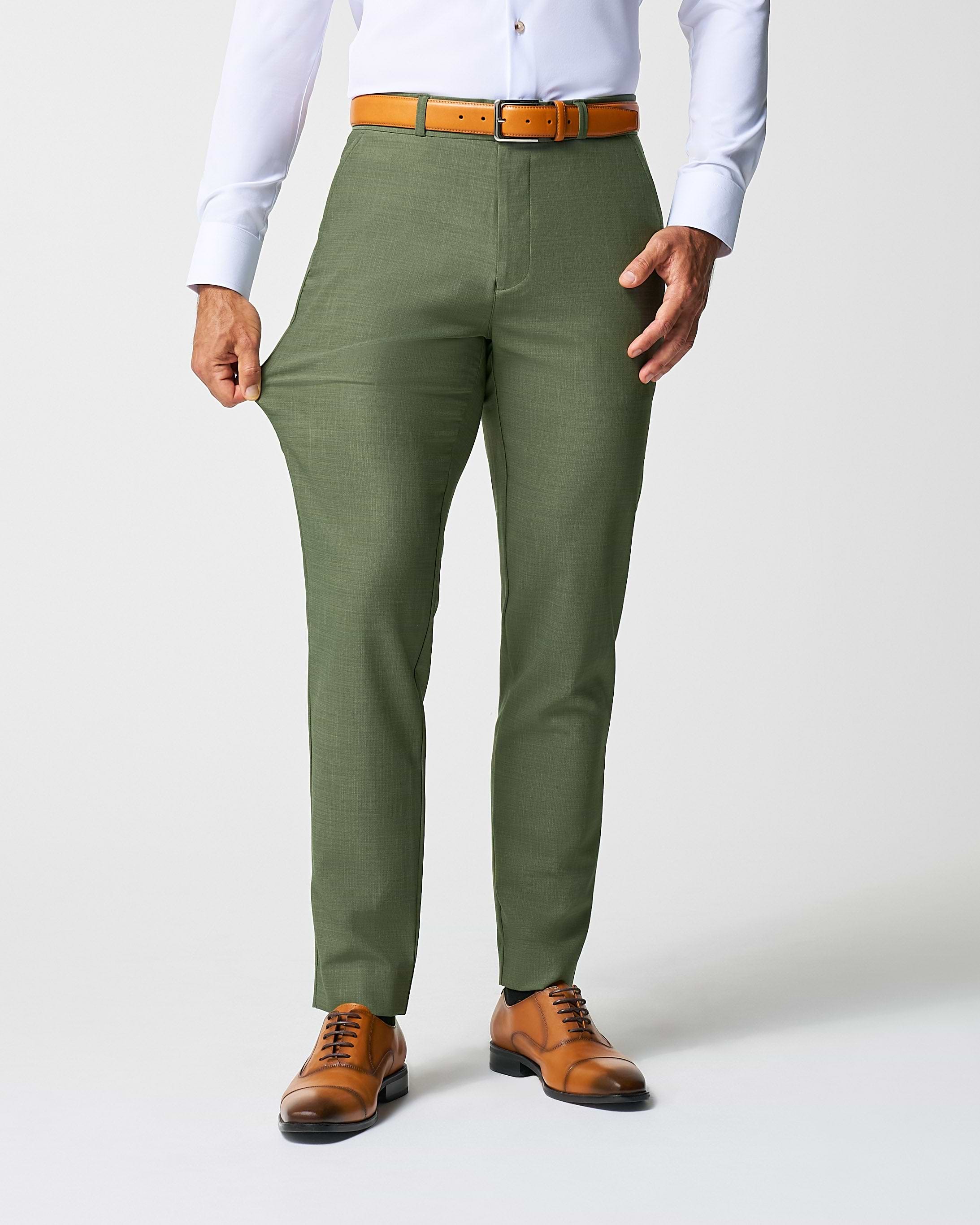 Athletic Fit Stretch Pants - Heathered Forest Green