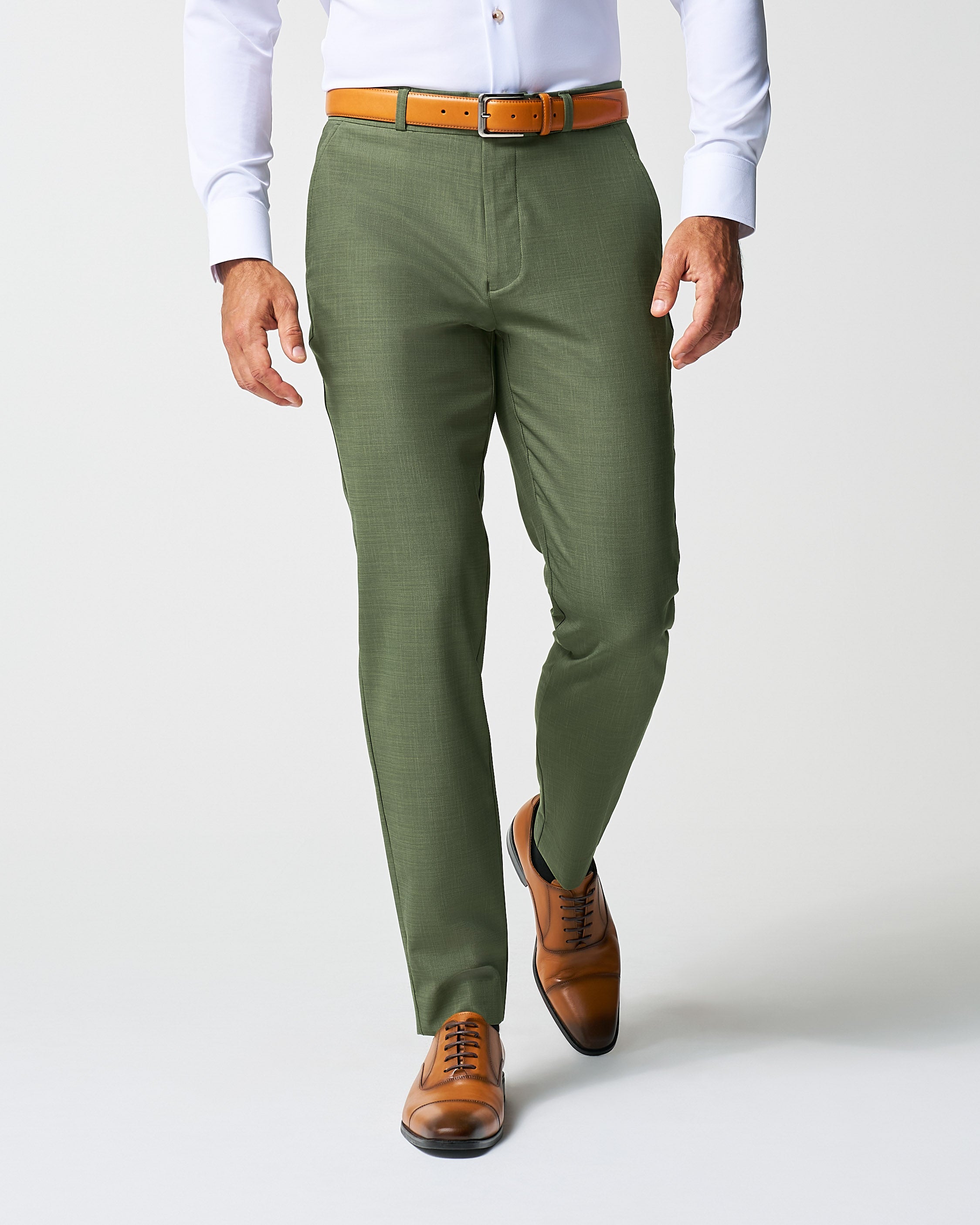 Athletic Fit Stretch Pants - Heathered Forest Green