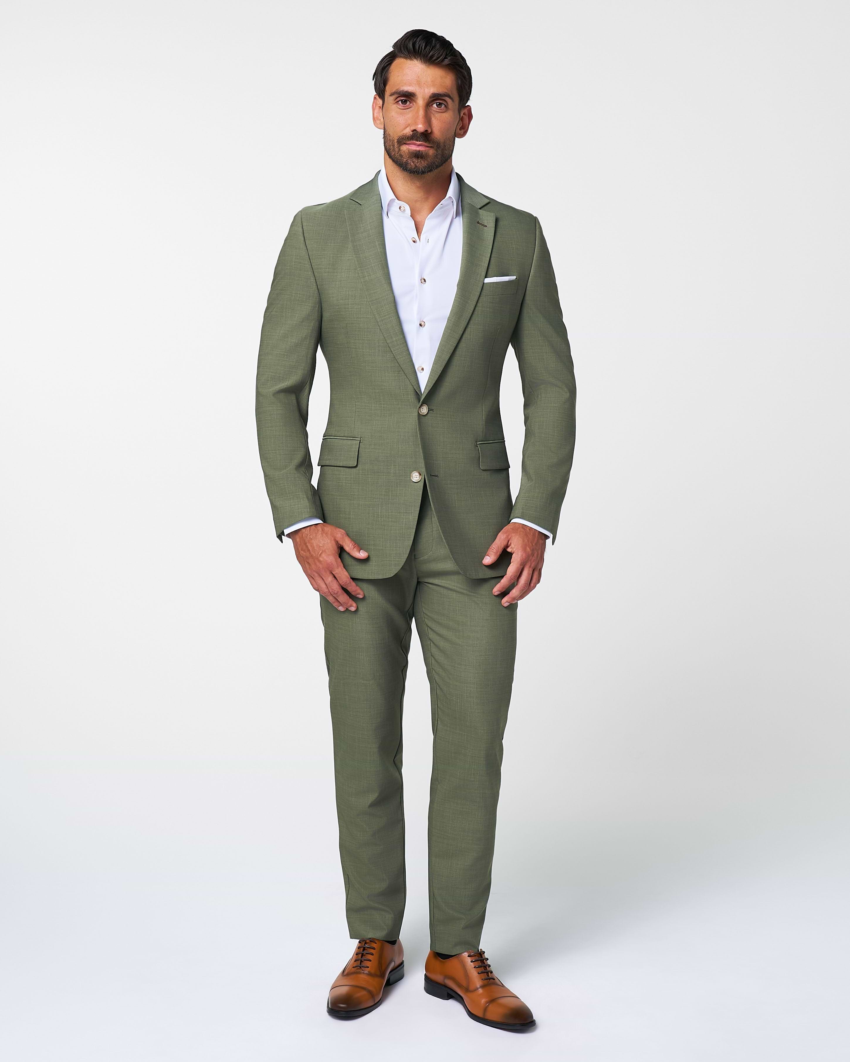 Athletic Fit Stretch Pants - Heathered Forest Green