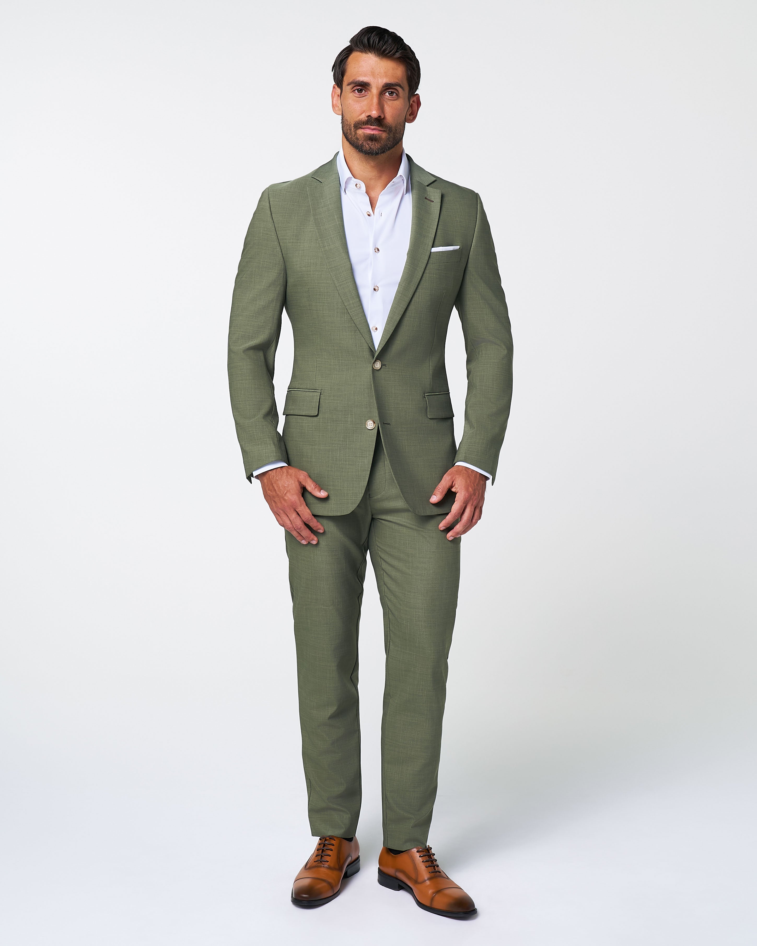 Athletic Fit Stretch Pants - Heathered Forest Green