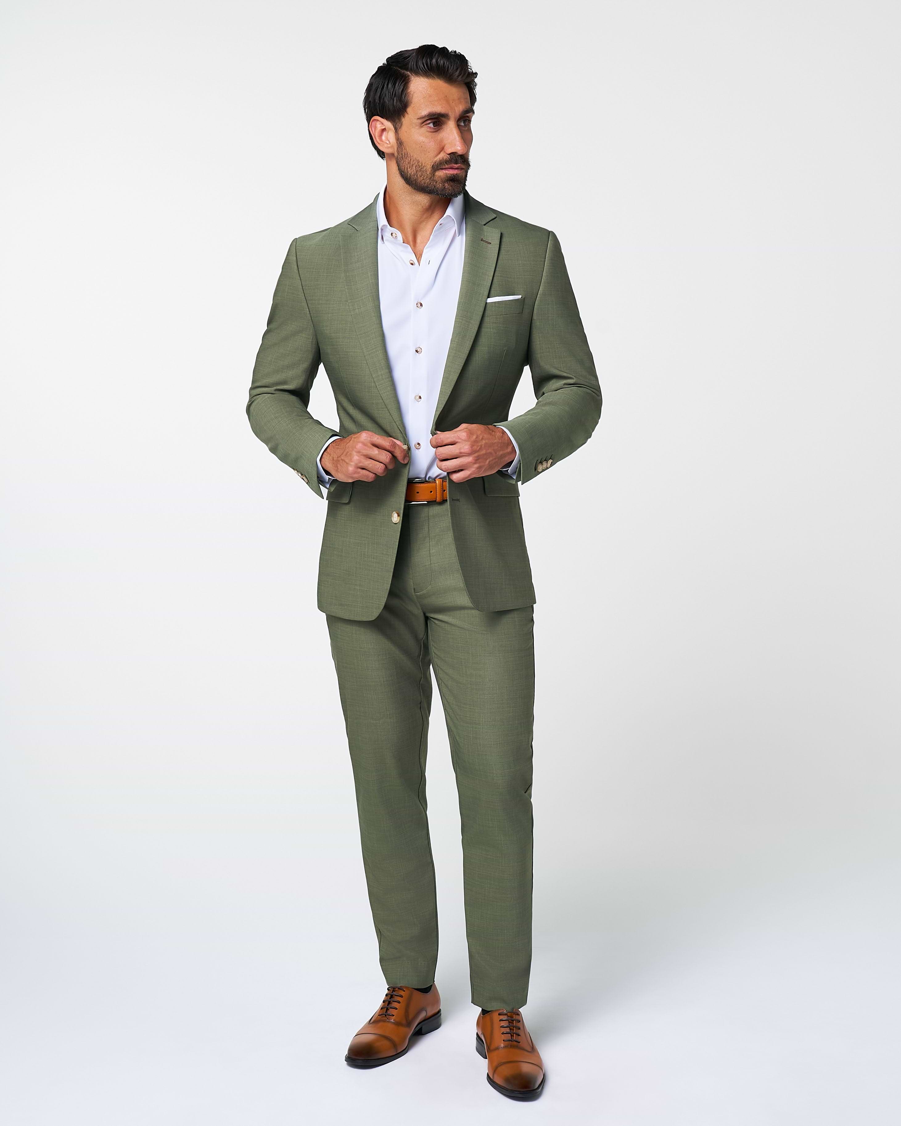 Athletic Fit Stretch Pants - Heathered Forest Green