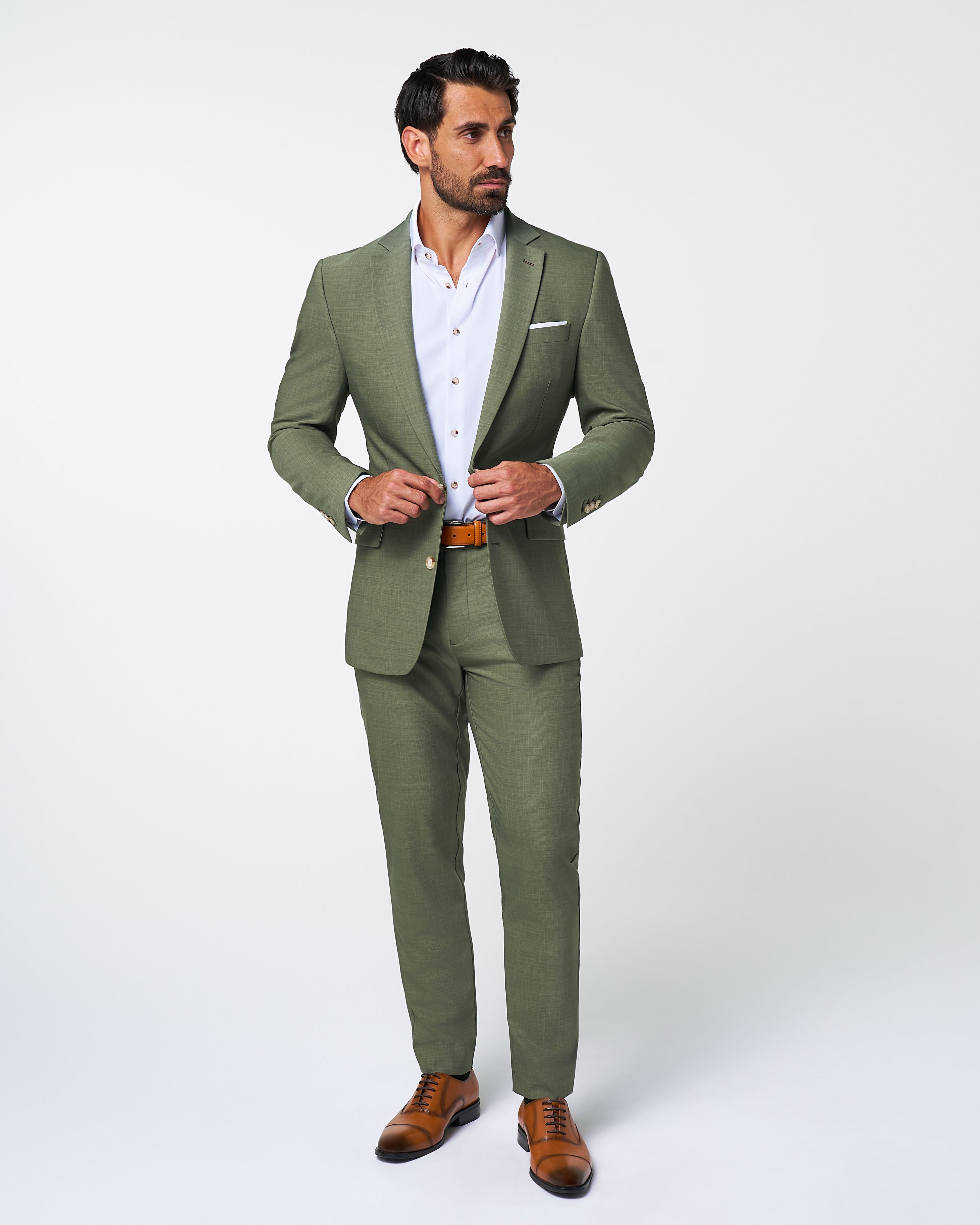 Athletic Fit Stretch Pants - Heathered Forest Green