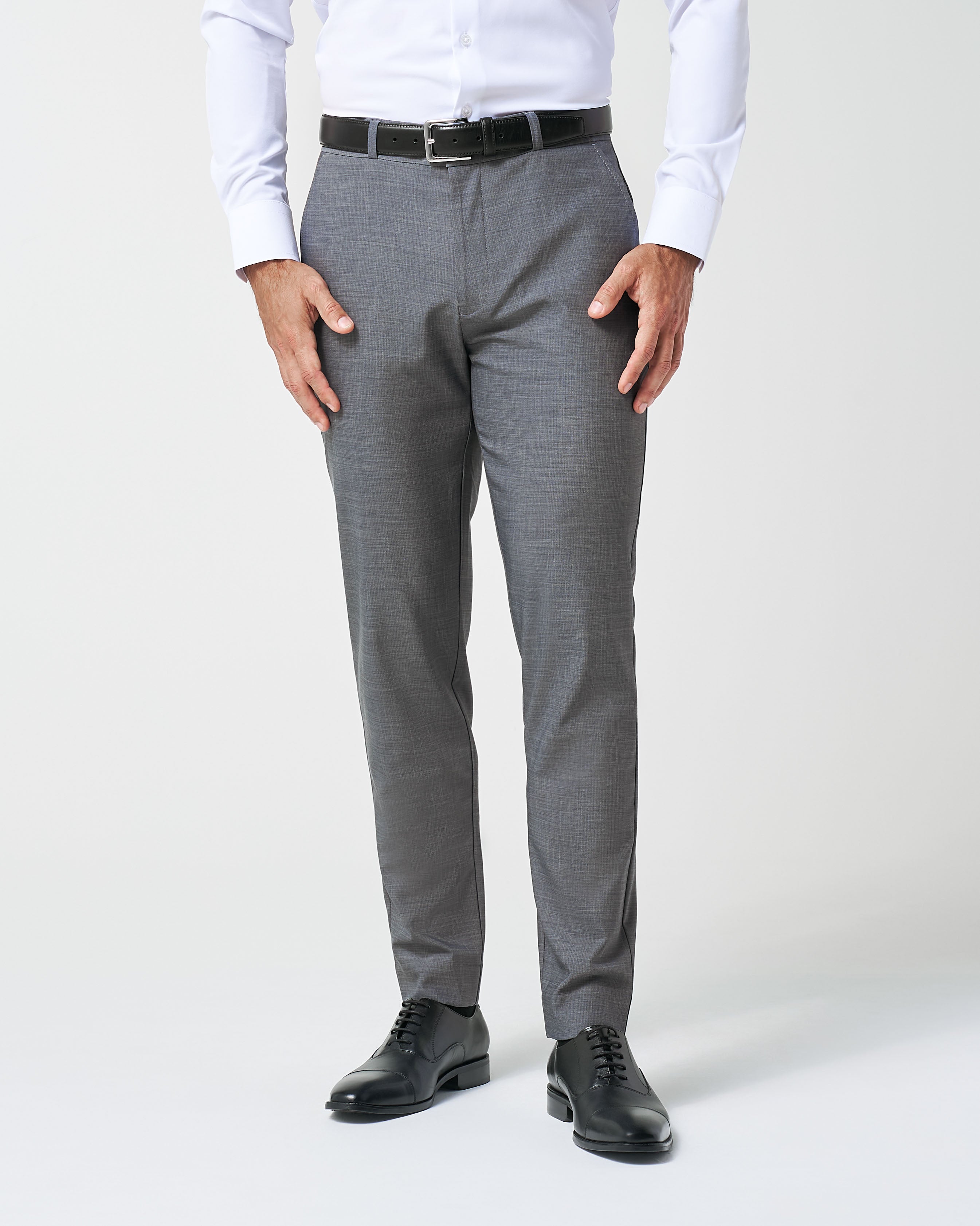 Athletic Fit Stretch Suit Pants - Heathered Grey