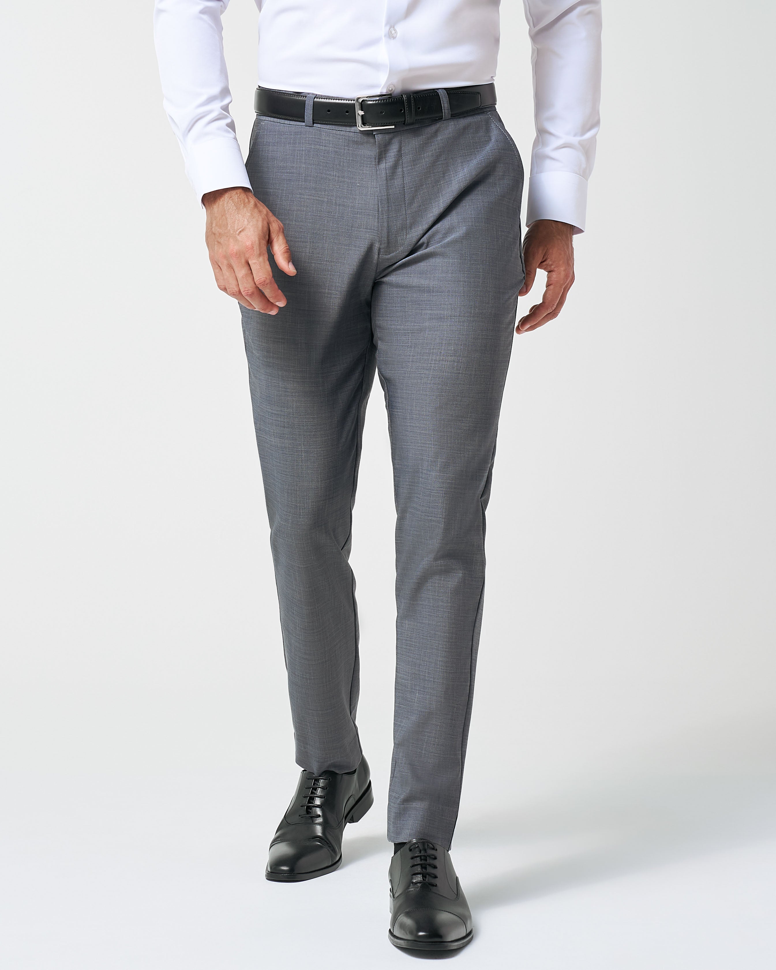 Athletic Fit Stretch Suit Pants - Heathered Grey