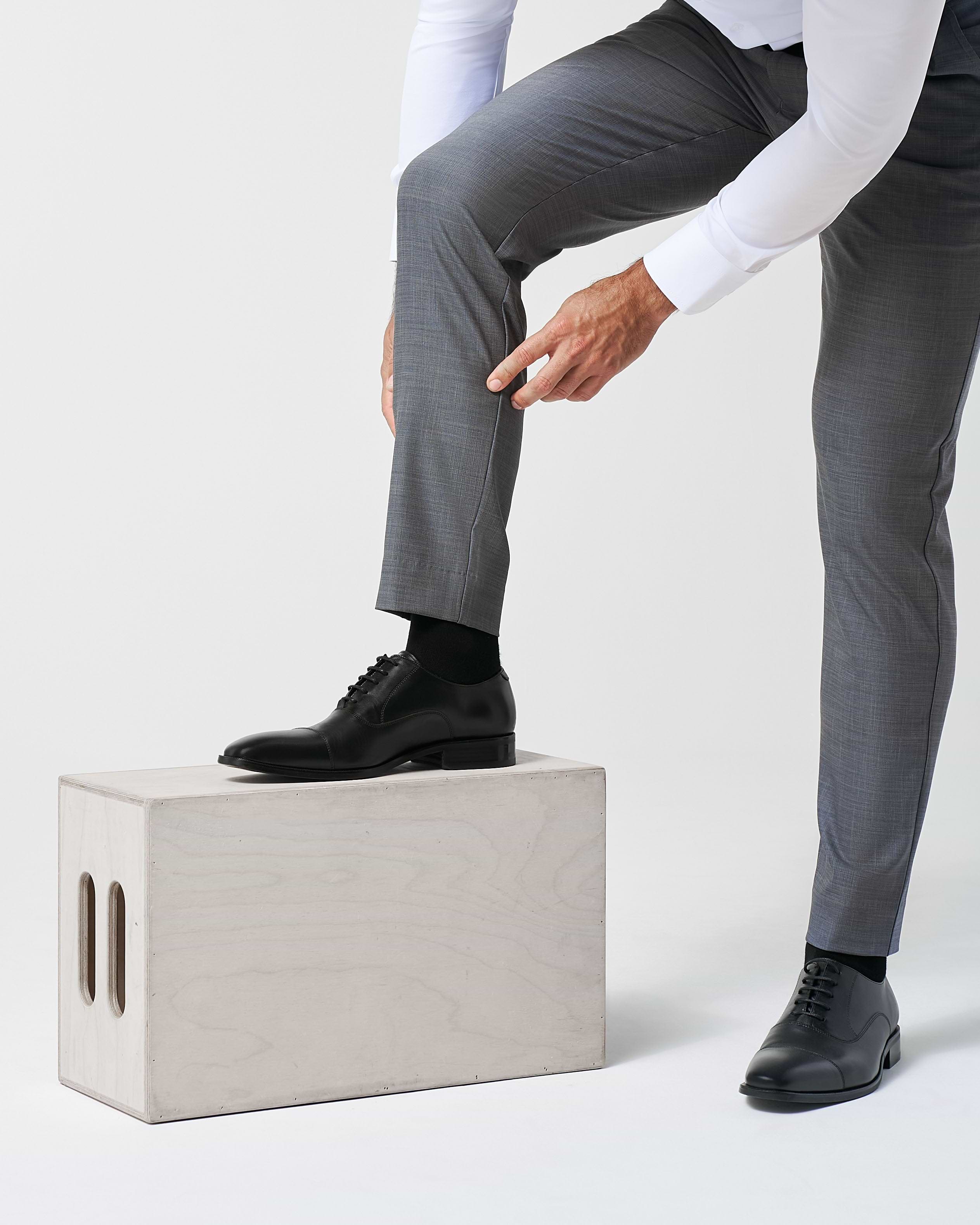 Athletic Fit Stretch Suit Pants - Heathered Grey