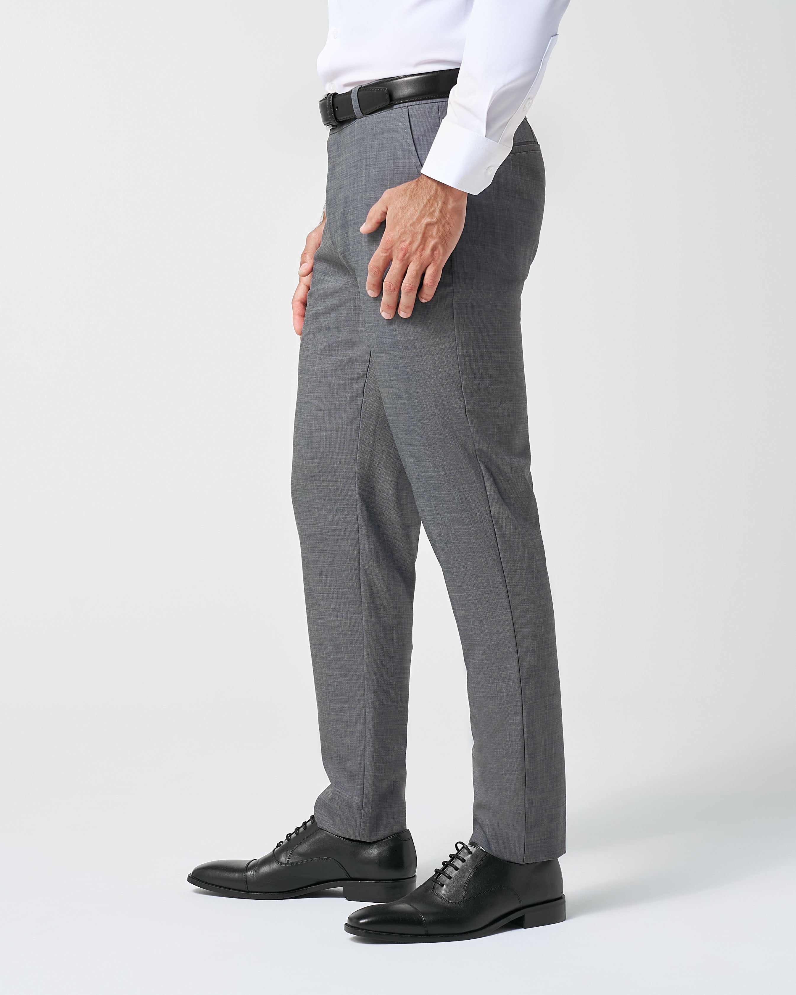 Athletic Fit Stretch Suit Pants - Heathered Grey