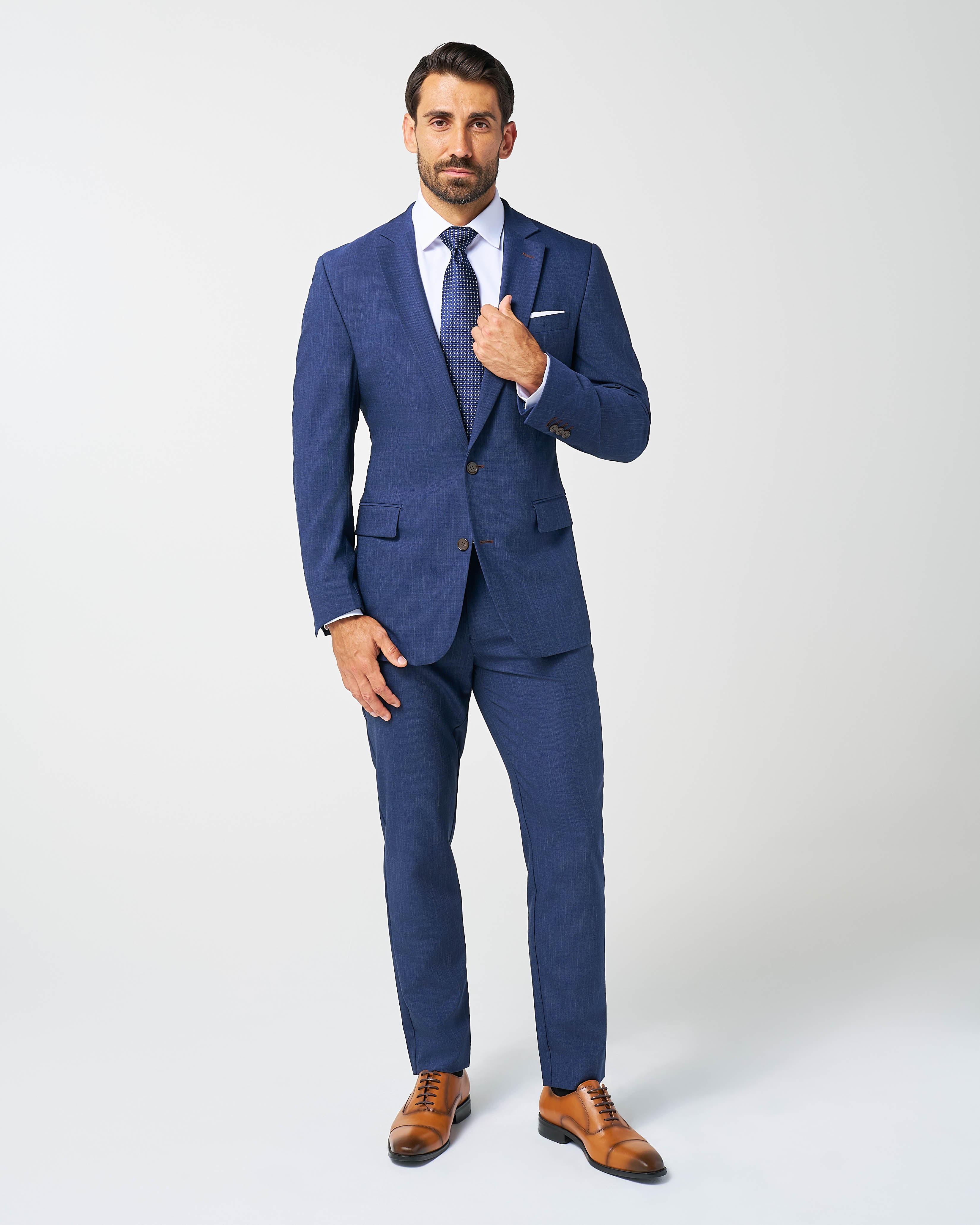 Athletic Fit Stretch Suit Pants - Heathered Navy