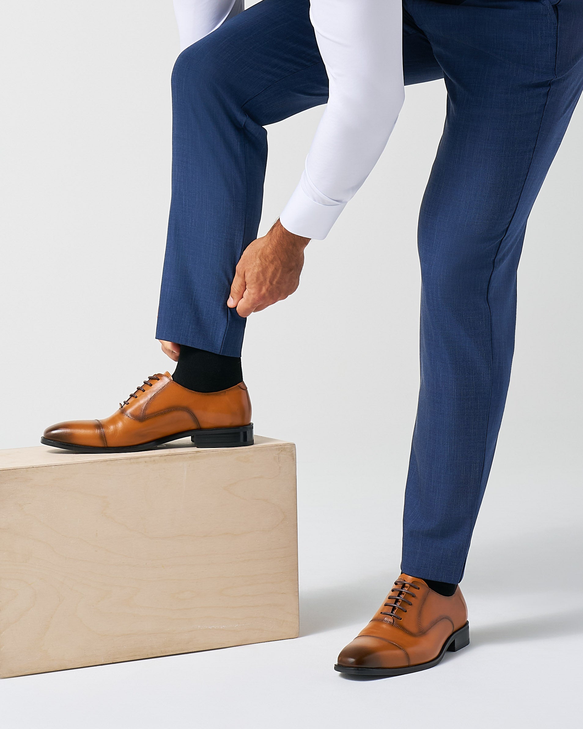 Athletic Fit Stretch Suit Pants - Heathered Navy