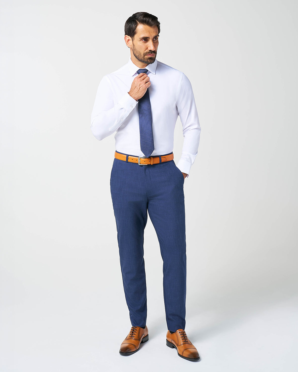 Athletic Fit Stretch Suit Pants - Heathered Navy