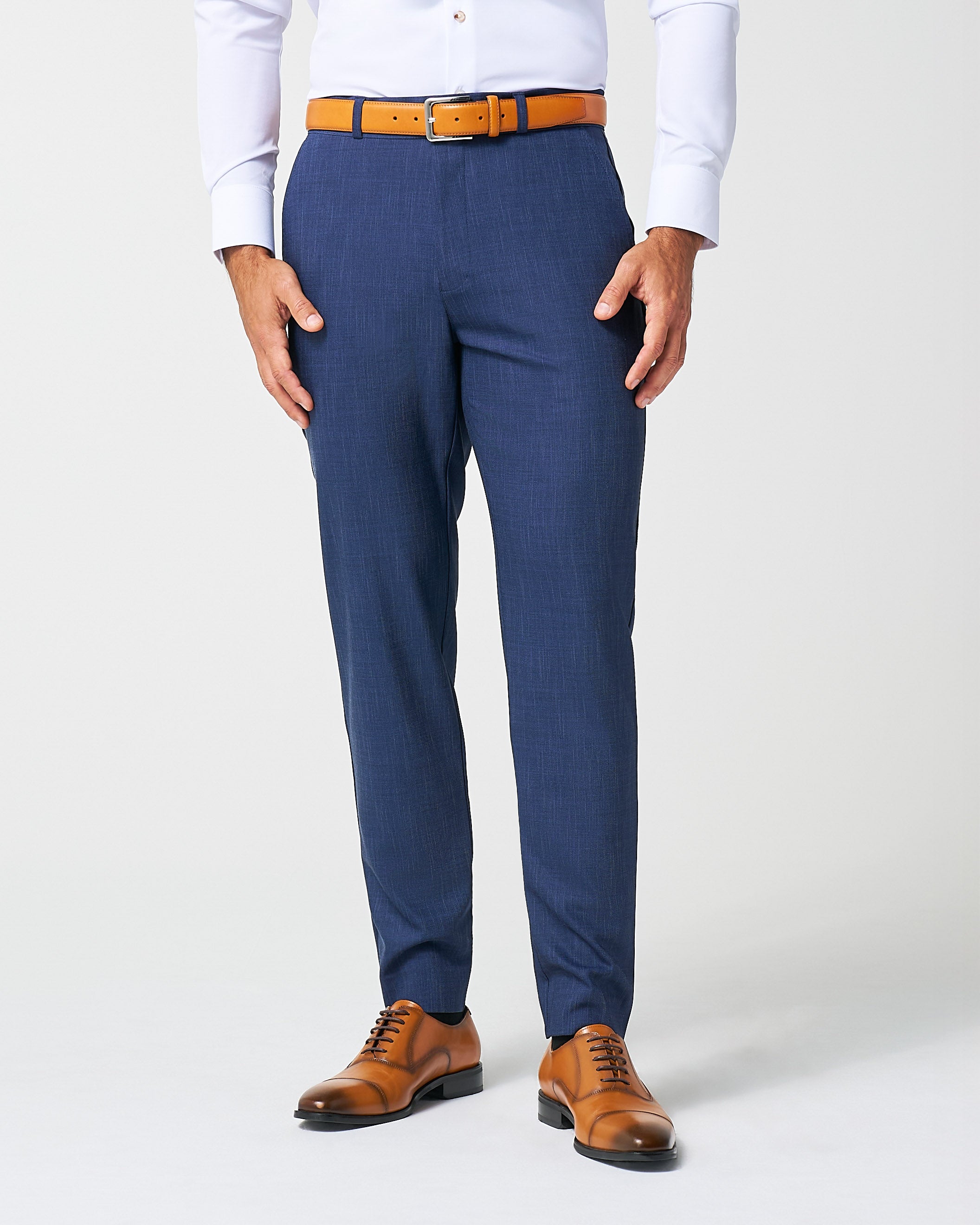 Athletic Fit Stretch Suit Pants - Heathered Navy