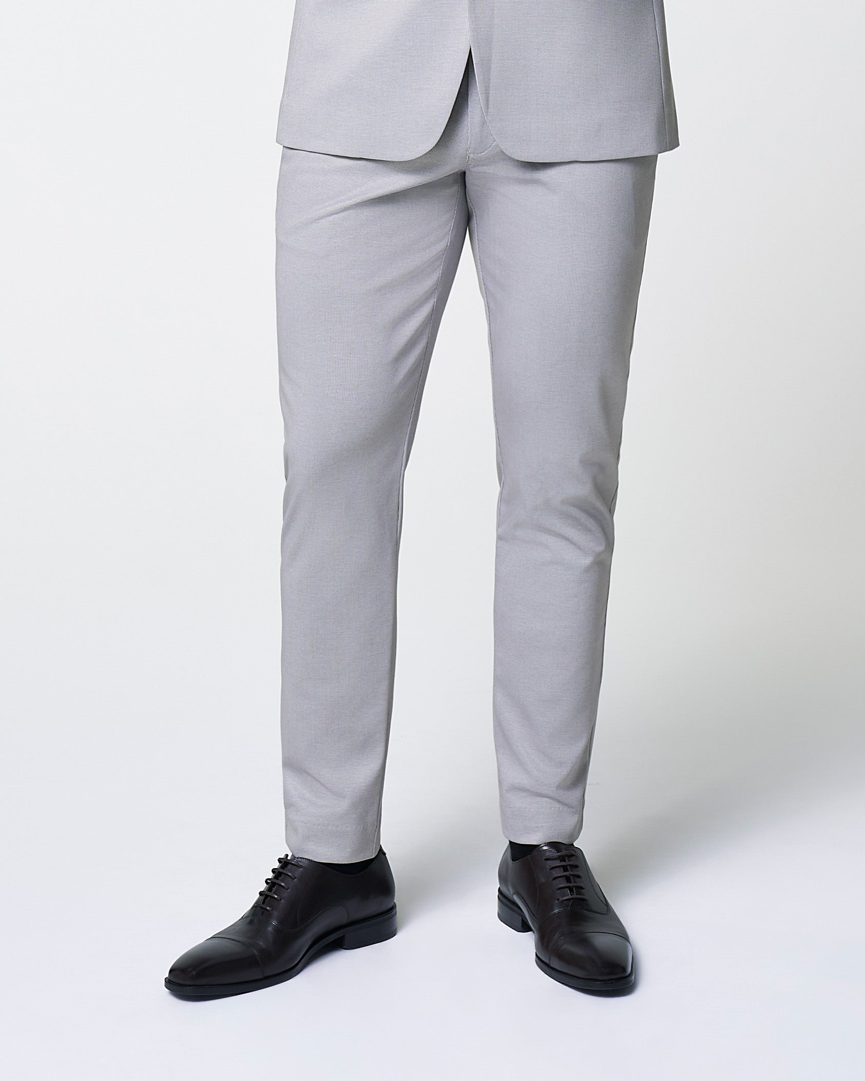 Brushed Tech Suit Pant - Light Grey Microcheck