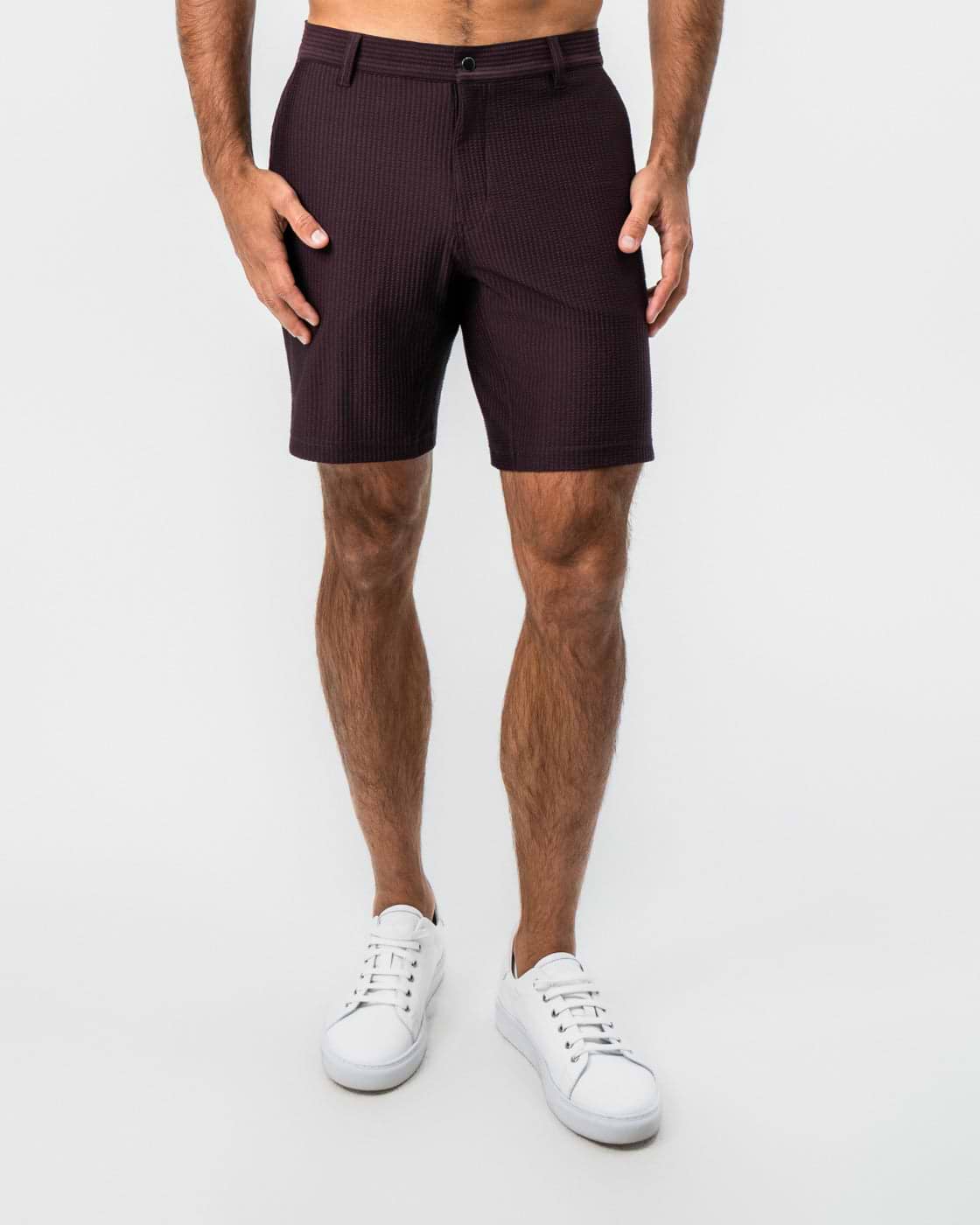 Athletic Fit Shorts - Plum Seersucker