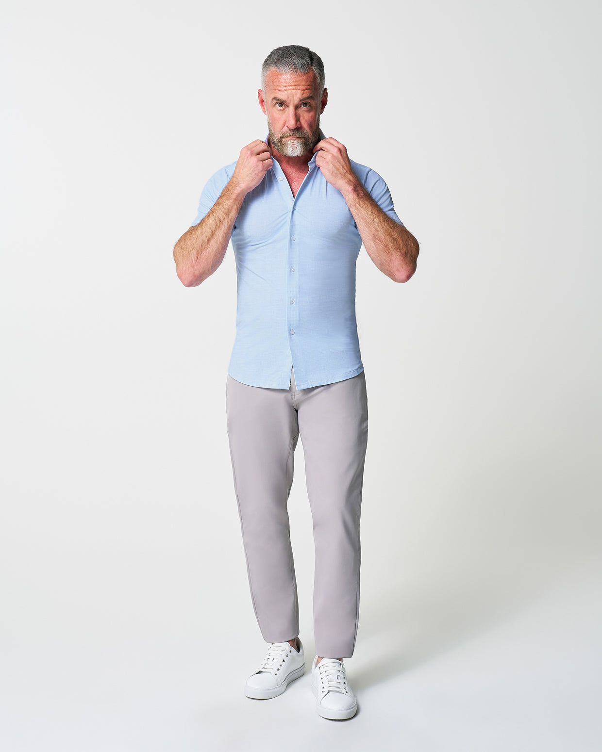 "The Rowan" Light Blue Printed Linen