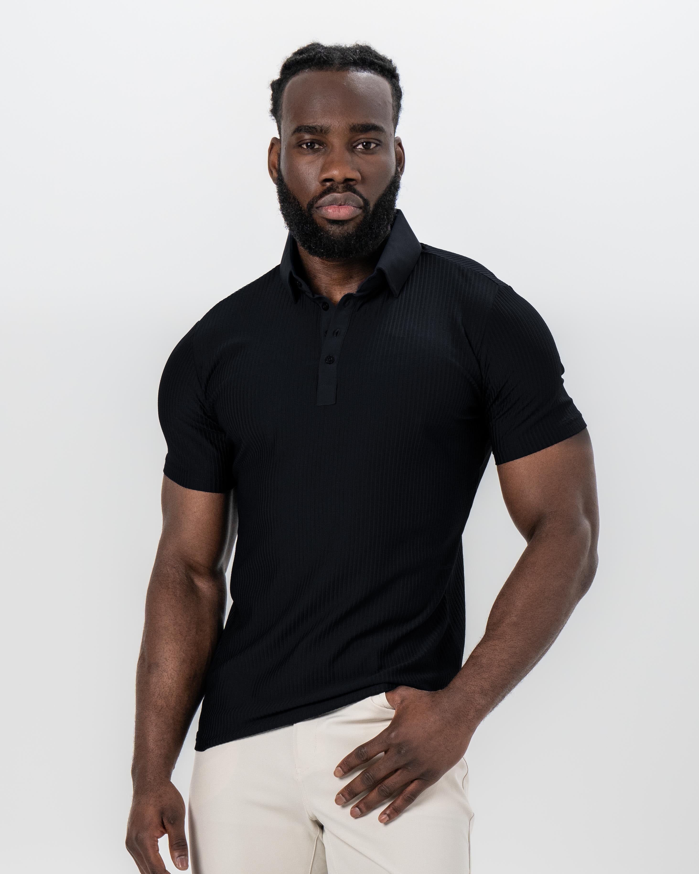 Seersucker Polo - Black