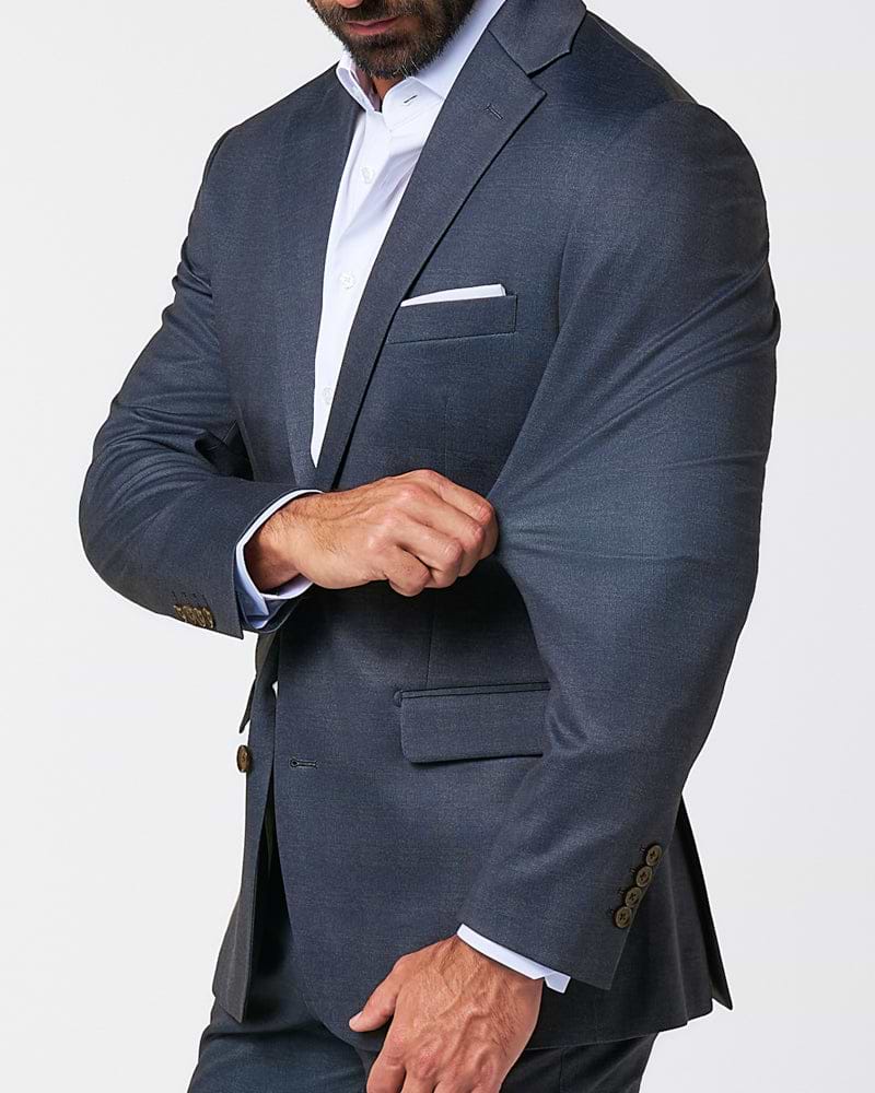 Athletic Fit Stretch Blazer - Midnight Navy Plaid