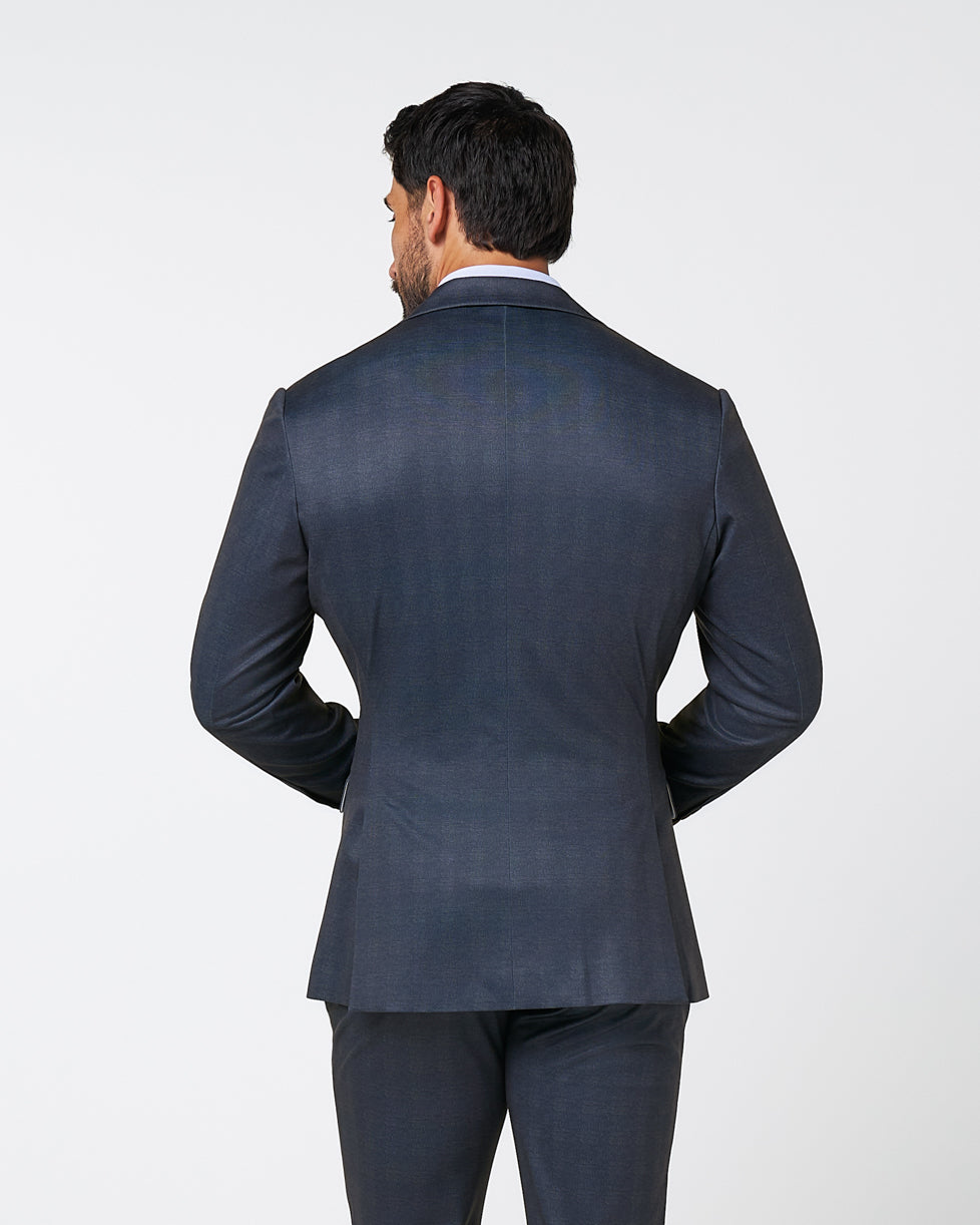Athletic Fit Stretch Blazer - Midnight Navy Plaid